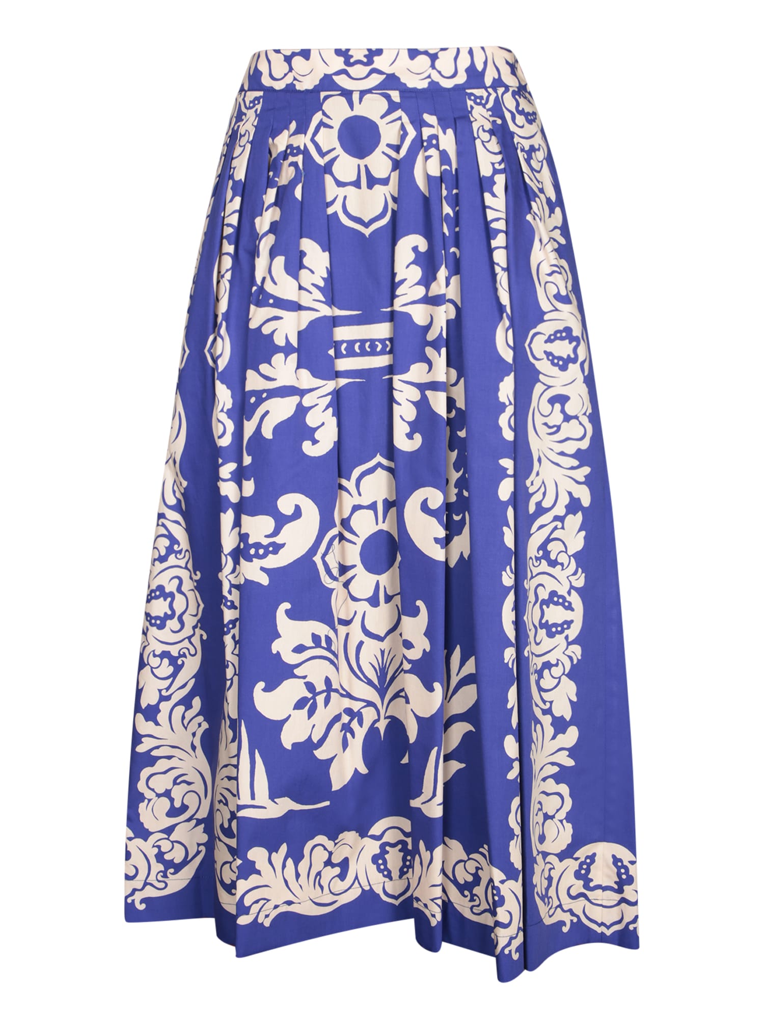 Etro Blue-white Paisley Midi Skirt
