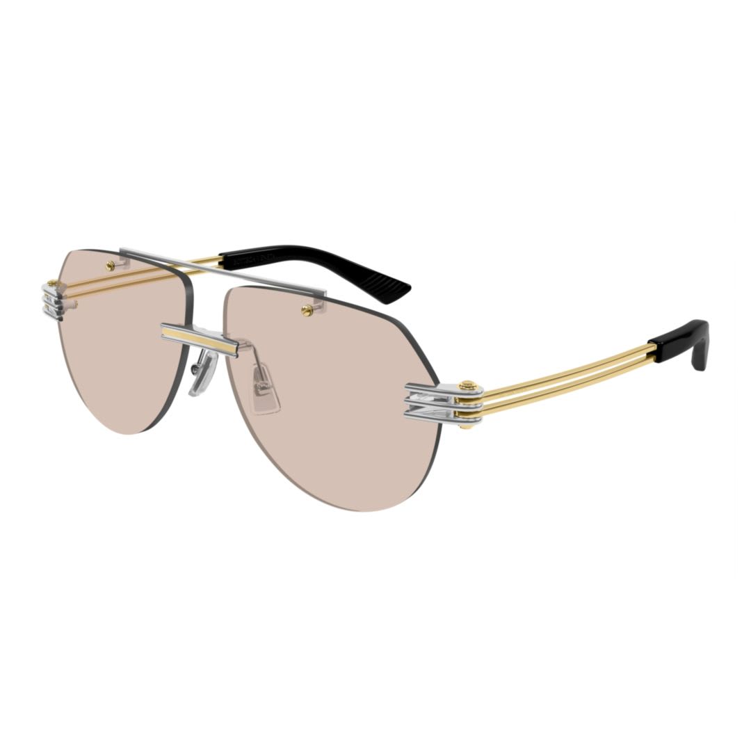 Bottega Veneta Eyewear Bv1342s-002 Silver-gold-brown