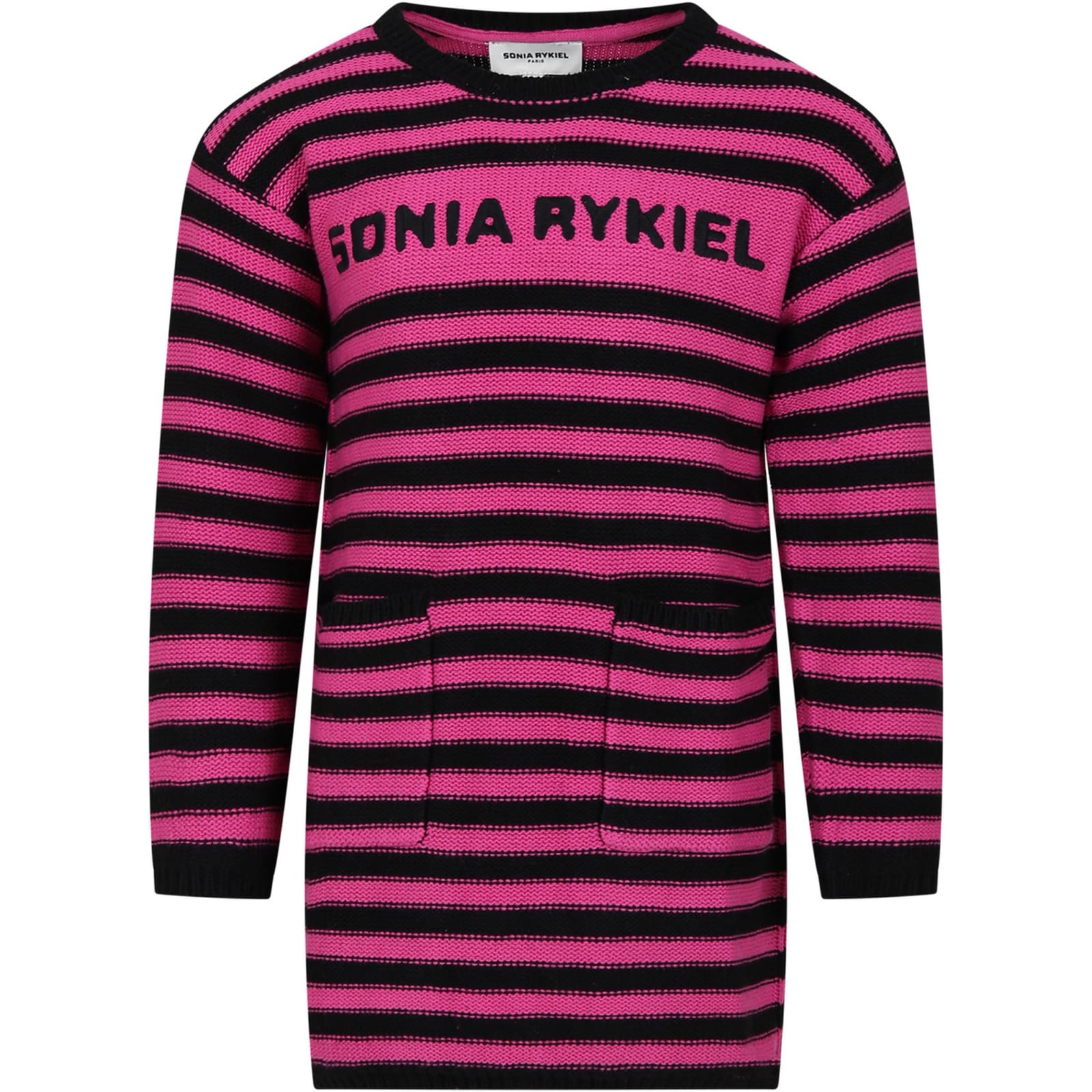Rykiel Enfant Fuchsia Dress For Girl With Logo