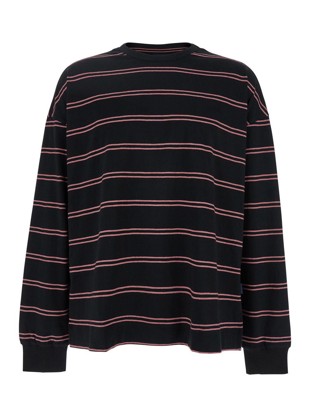 Juun. J Black Sweater With All-over Striped Motif In Cotton Man
