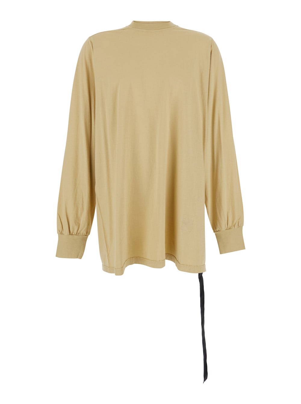 DRKSHDW jumbo Beige Crewneck T-shirt With Tonal Logo Patch On The Front And Drawstring Detail On The Waist In Cotton Man