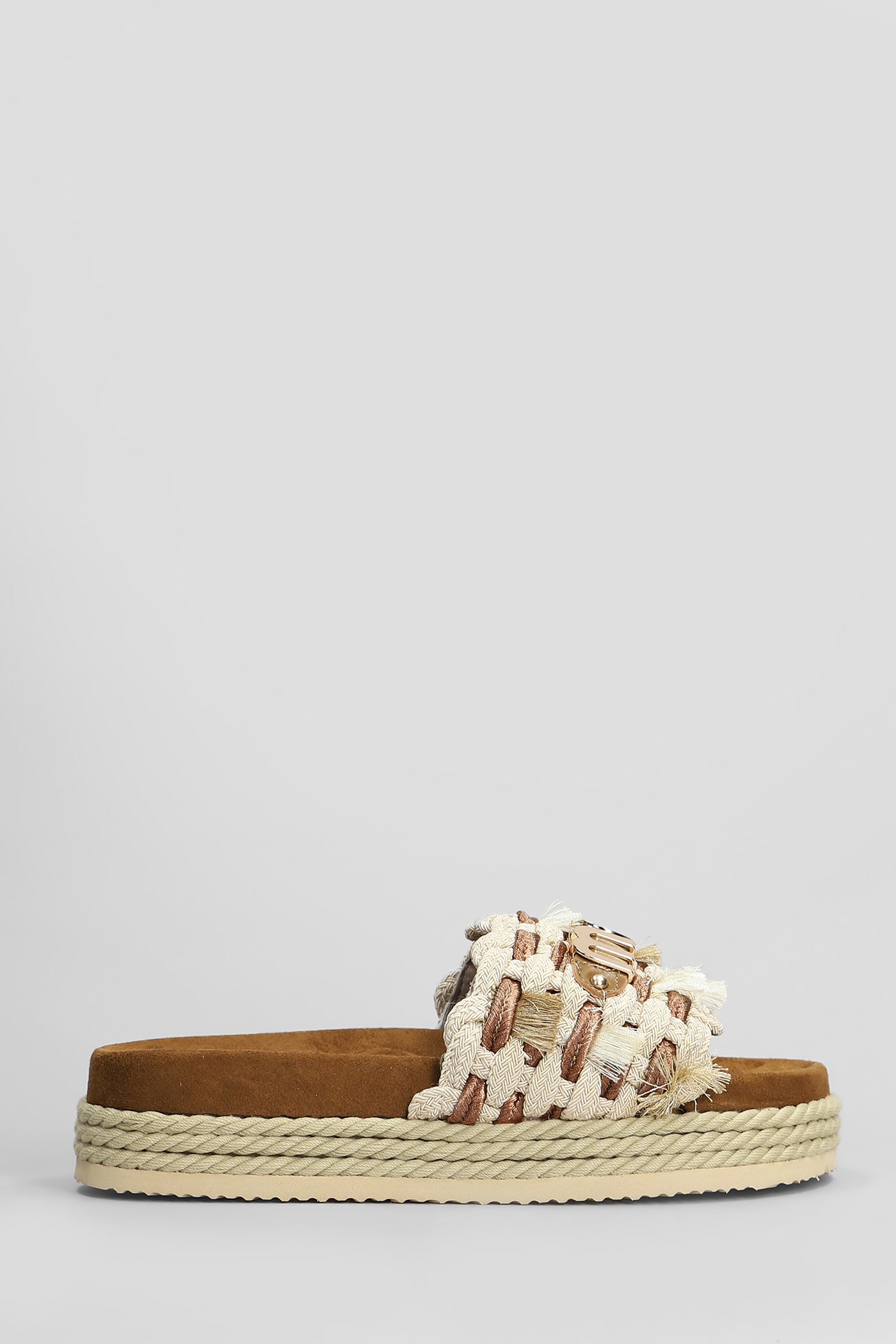 Mou Monoband Flats In Beige Cotton