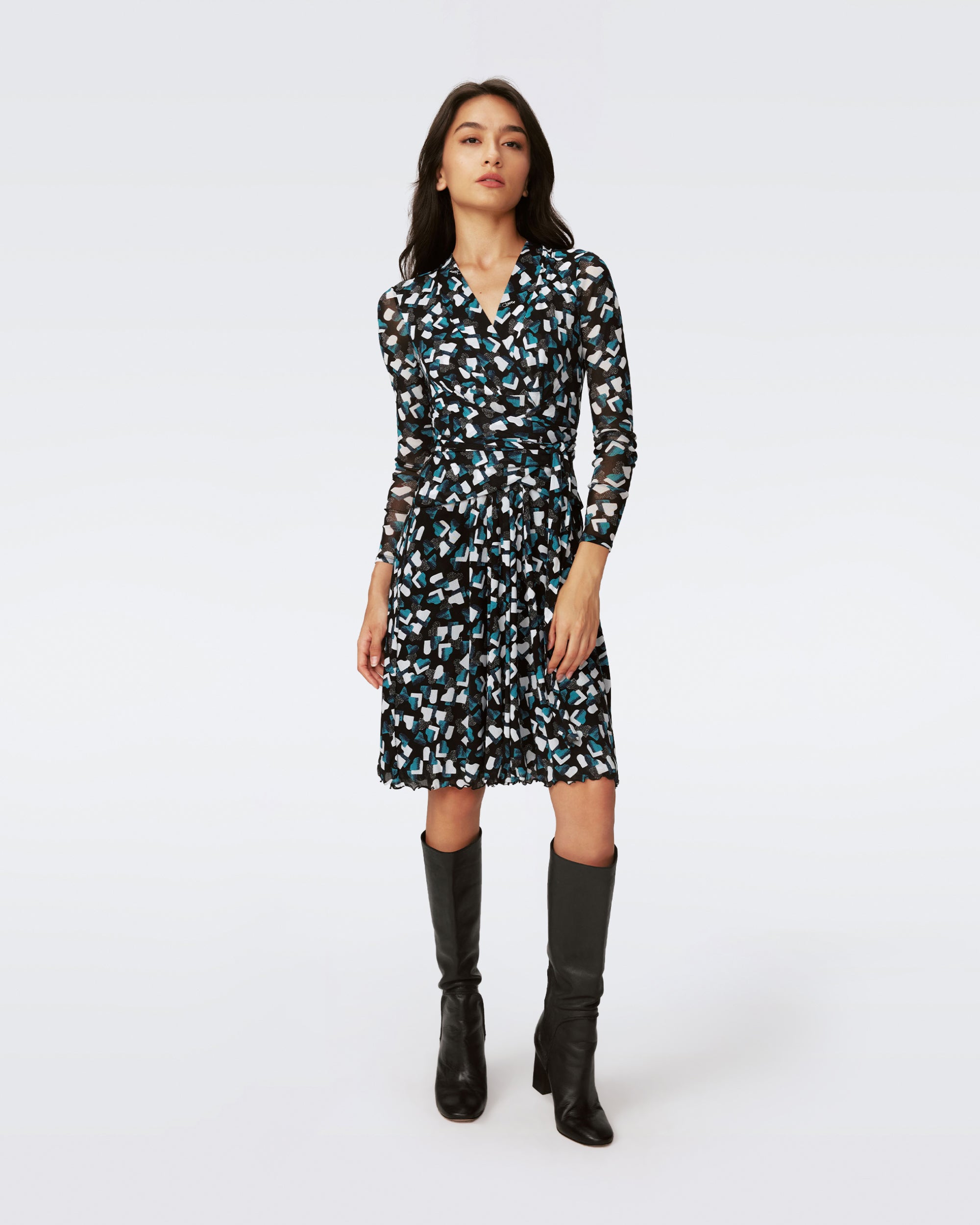 Brenda Mesh Faux Wrap Dress