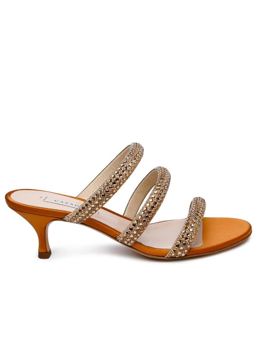 Casadei 'Stratosphere' Honey Satin Sandals