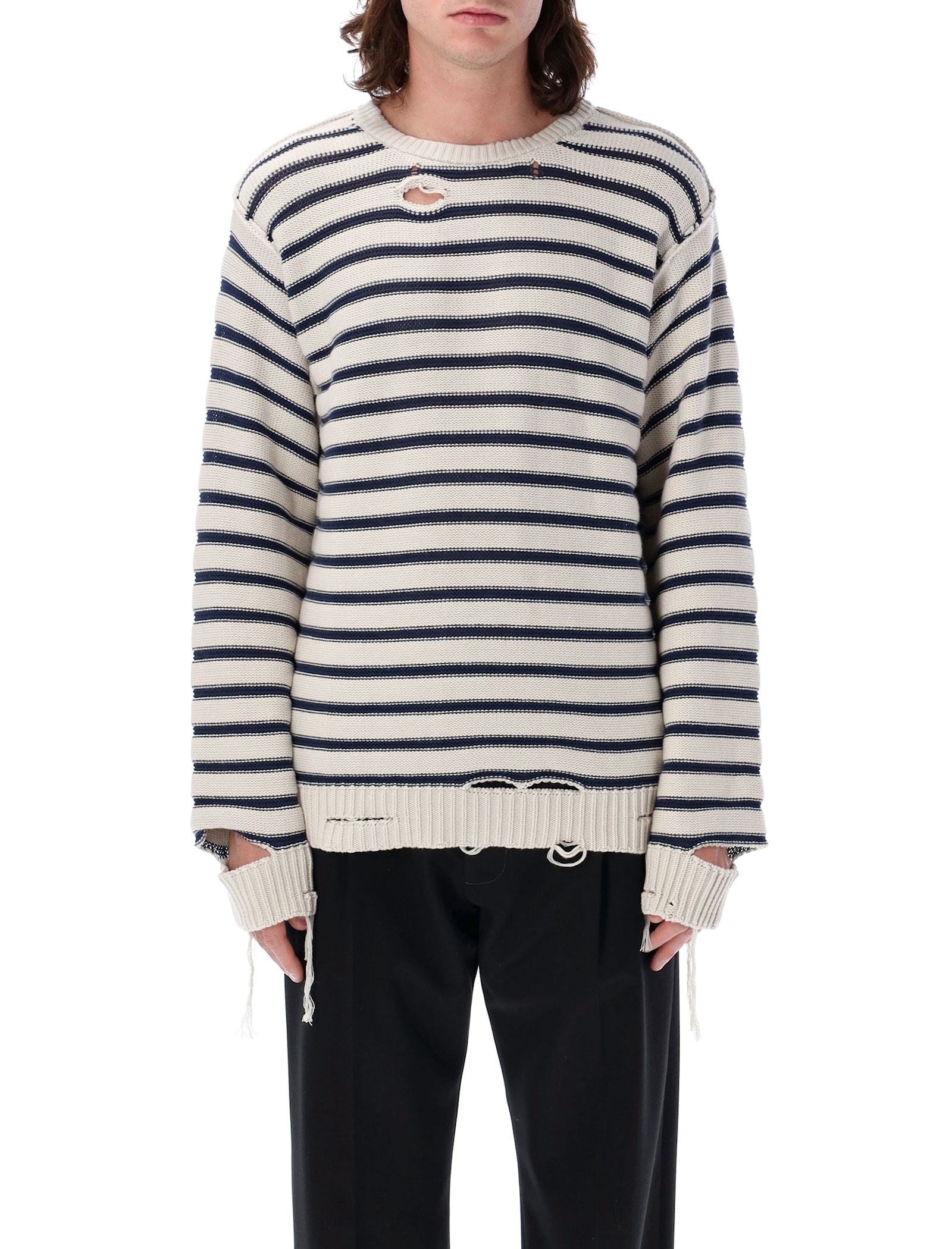 MM6 Maison Margiela Distressed Striped Sweater
