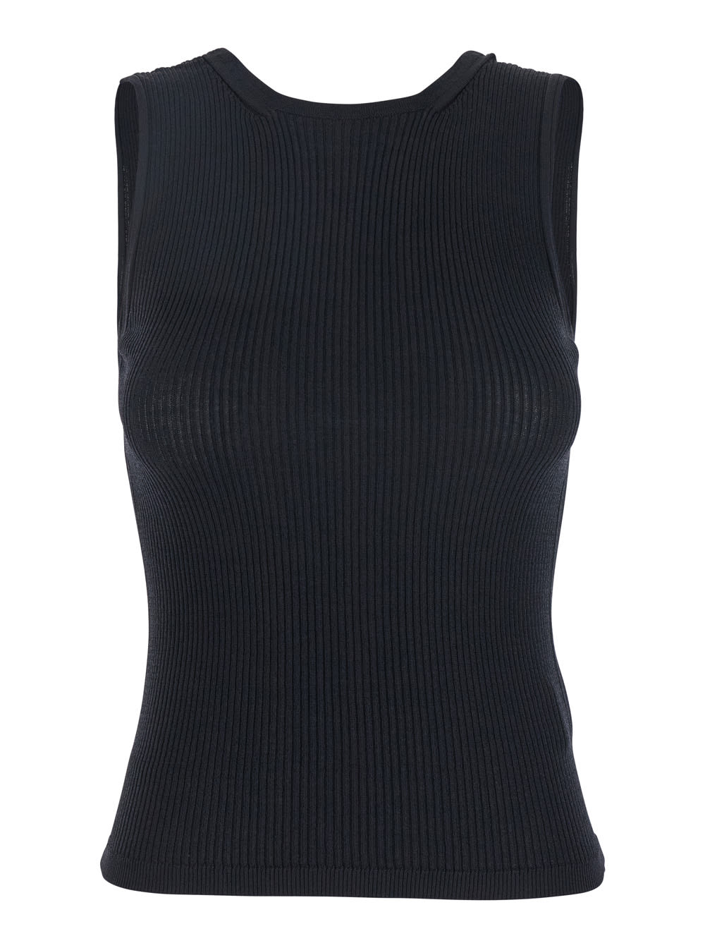 Jucca Black Top With Ribbed Design And Cut-out Detail On The Back In Viscose Blend Woman