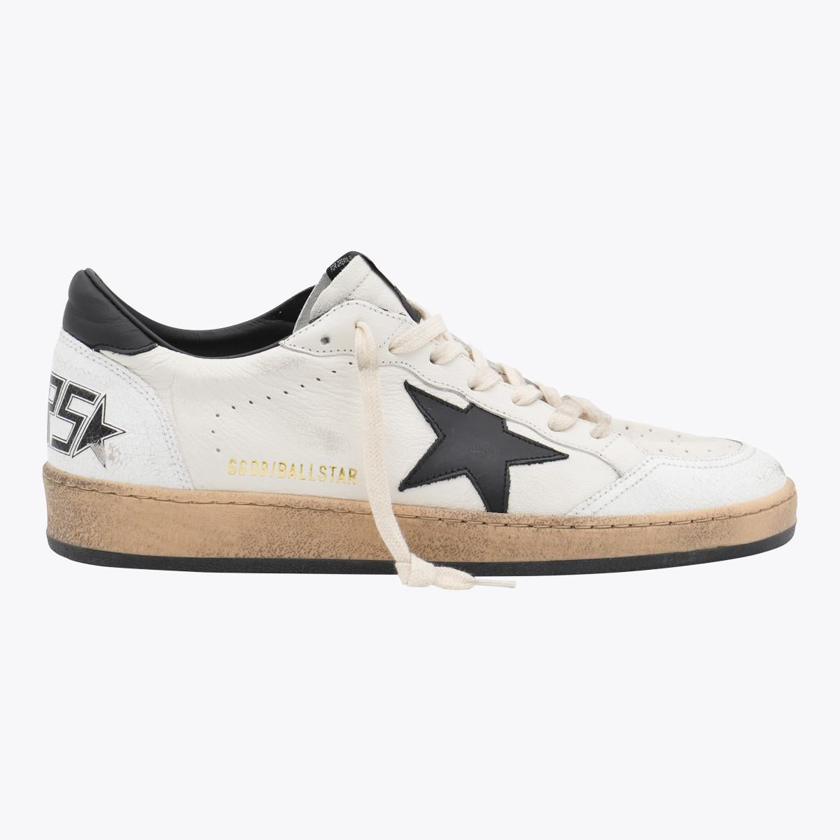 Golden Goose White And Black Leather Ball Star Sneakers