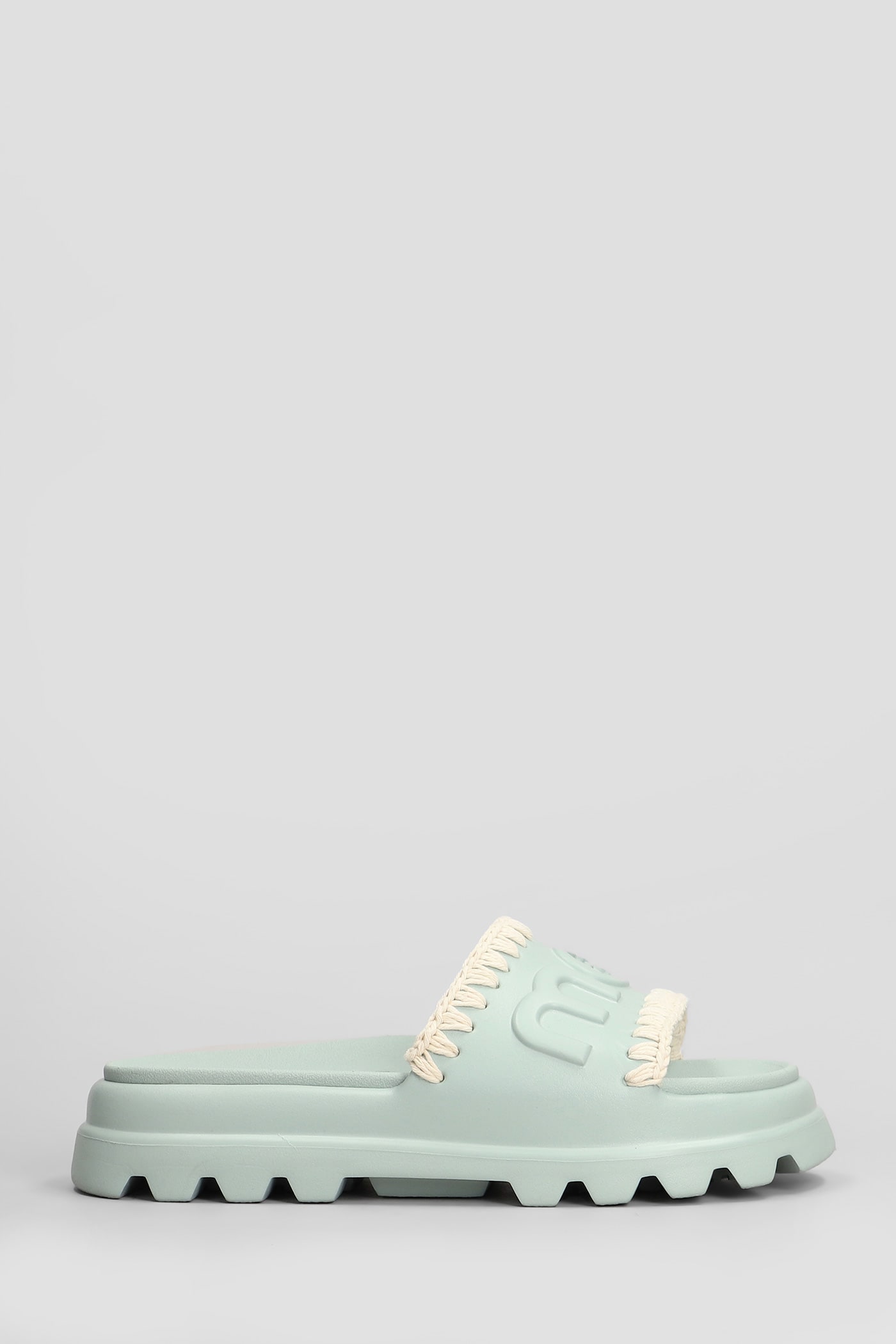 Mou Eva Onepiece Flats In Green Rubber/plasic