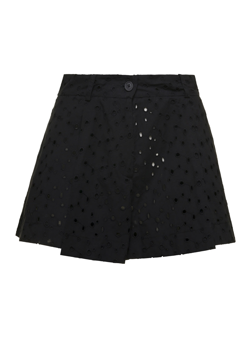 SEMICOUTURE Black Broderie Anglaise Shorts In Cotton Blend Woman