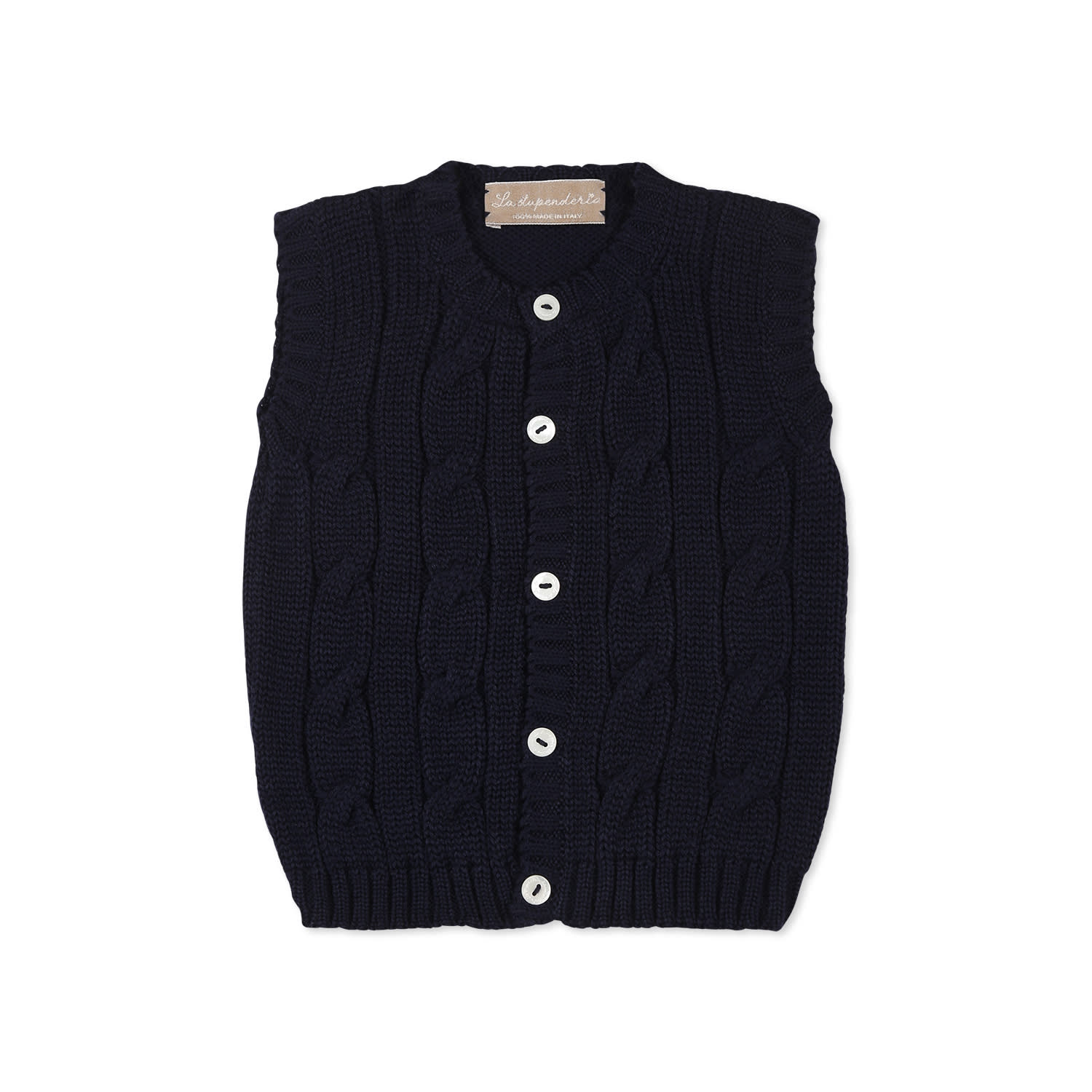 La stupenderia Blue Kinit Vest For Baby Boy