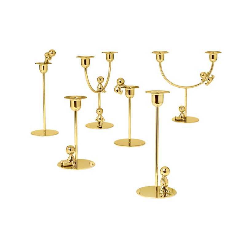 Ghidini 1961 Omini - The Walkman Short Candlestick Polished Brass