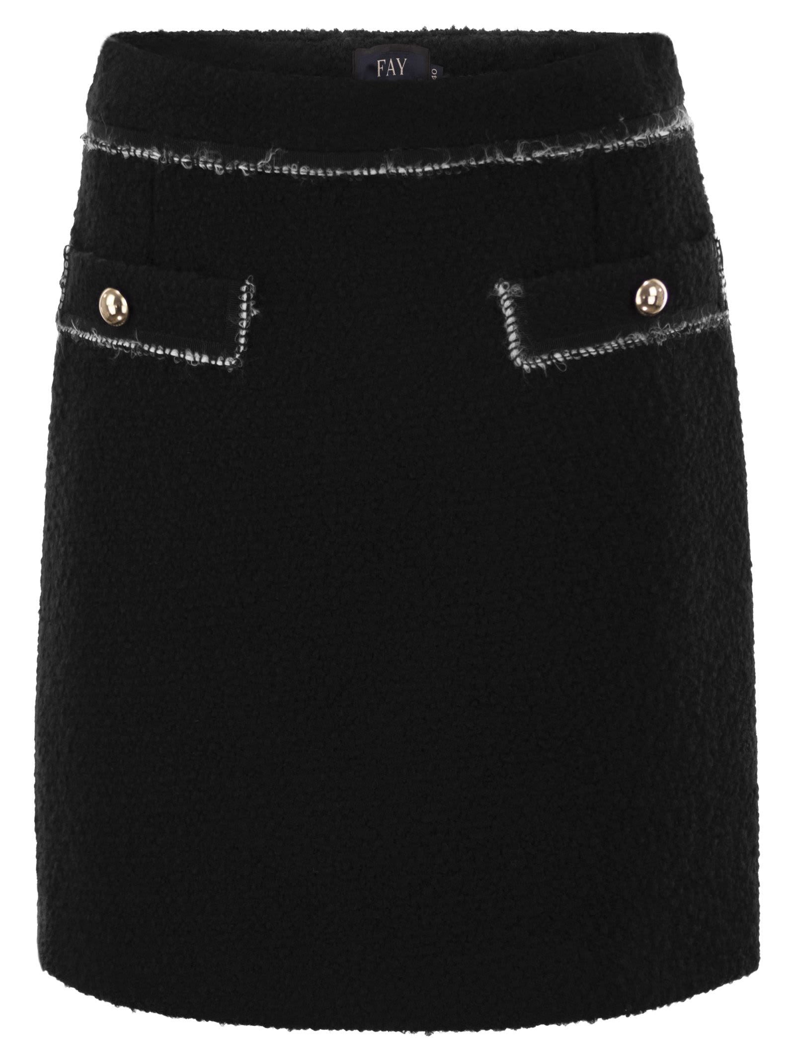 Fay Short Skirt With Boucle Details