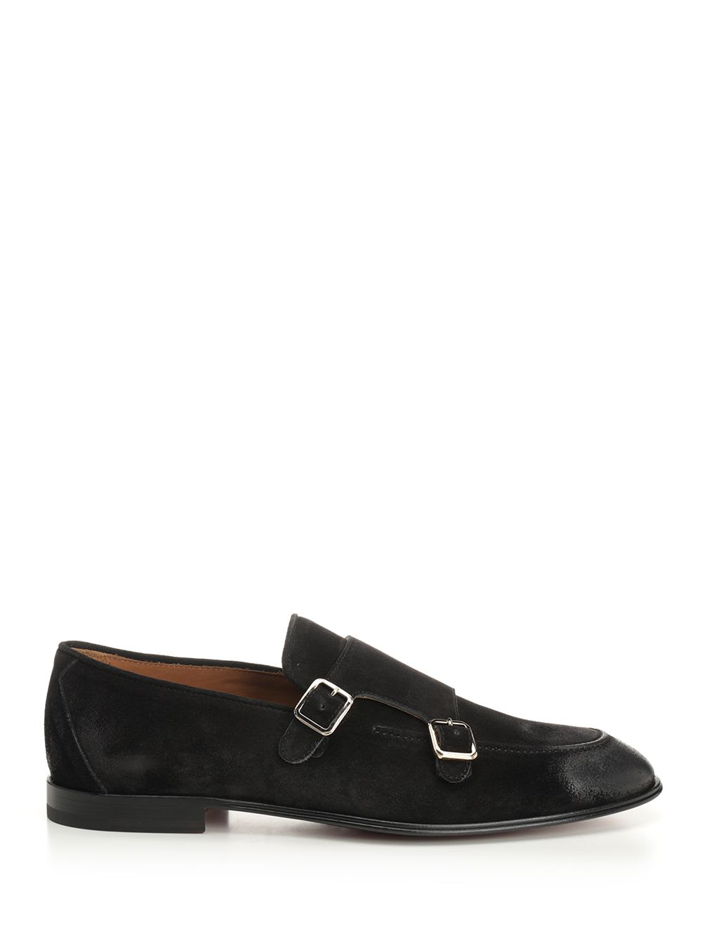 Corvari Black Suede Double Buckle Moccasin