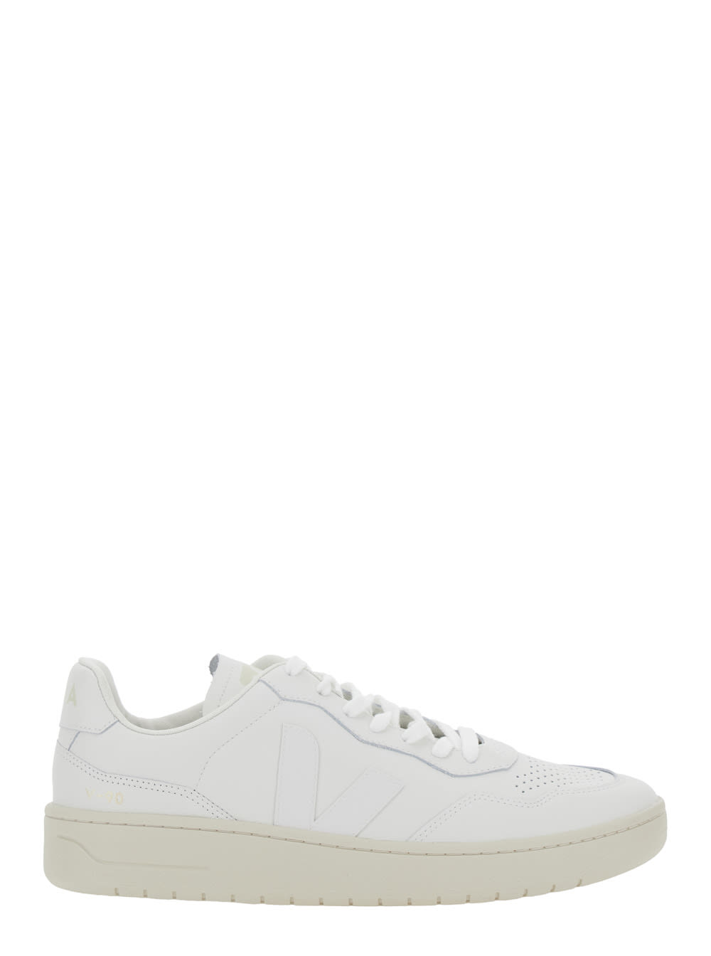 Veja v-90 White Sneakers With Logo Patch On The Tongue And Logo Lettering On The Heel In Leather Unisex