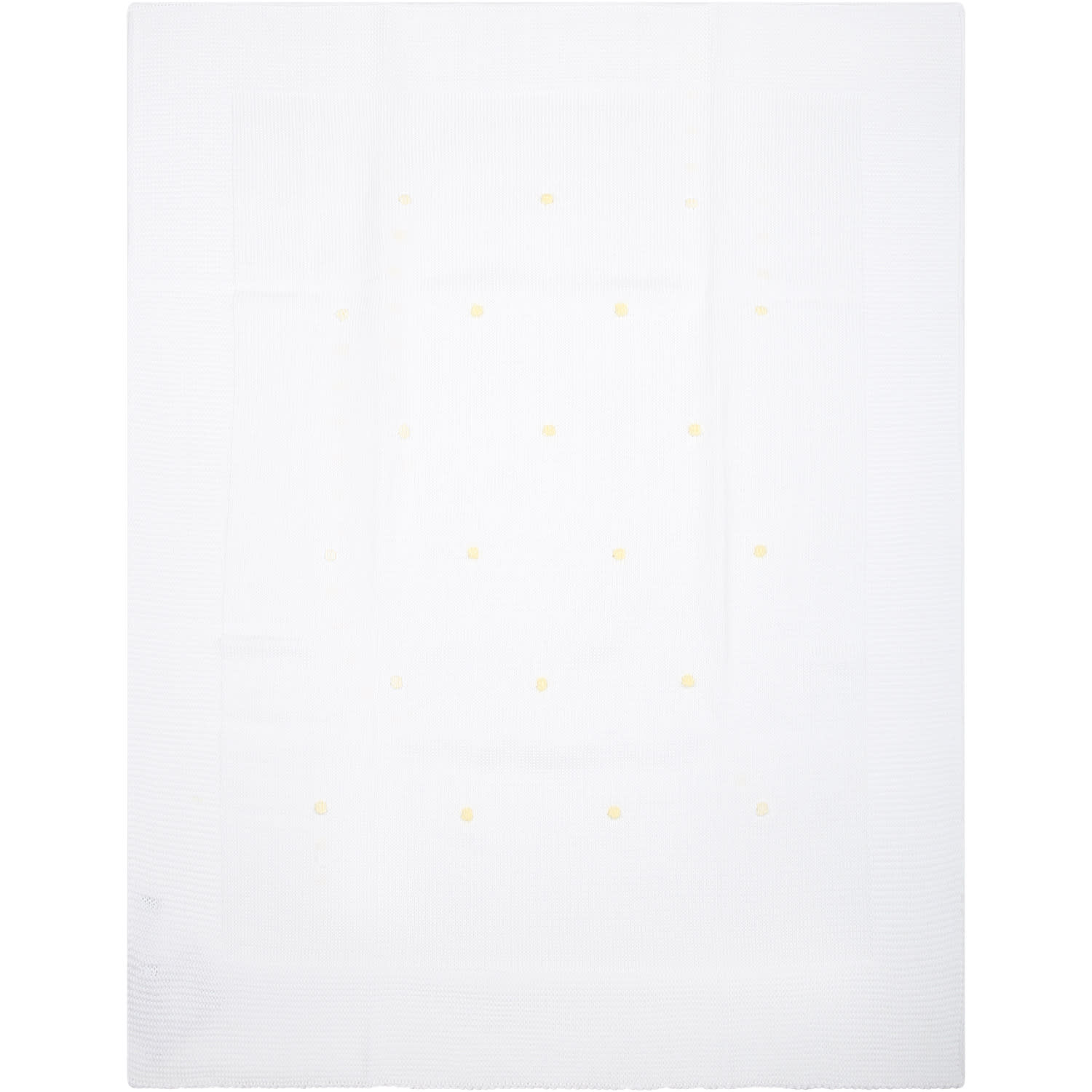 Little Bear White Baby Blanket For Baby Kids With Yellow Polka Dots