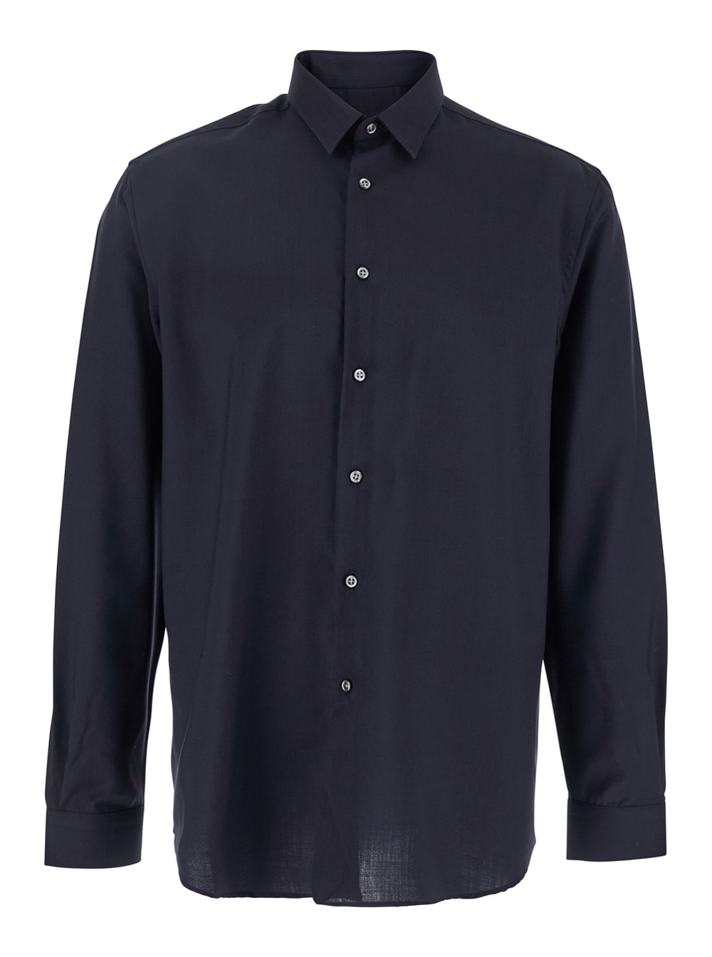 Low Brand Blue Shirt With Classic Collar And Button Closure In Fabric Man