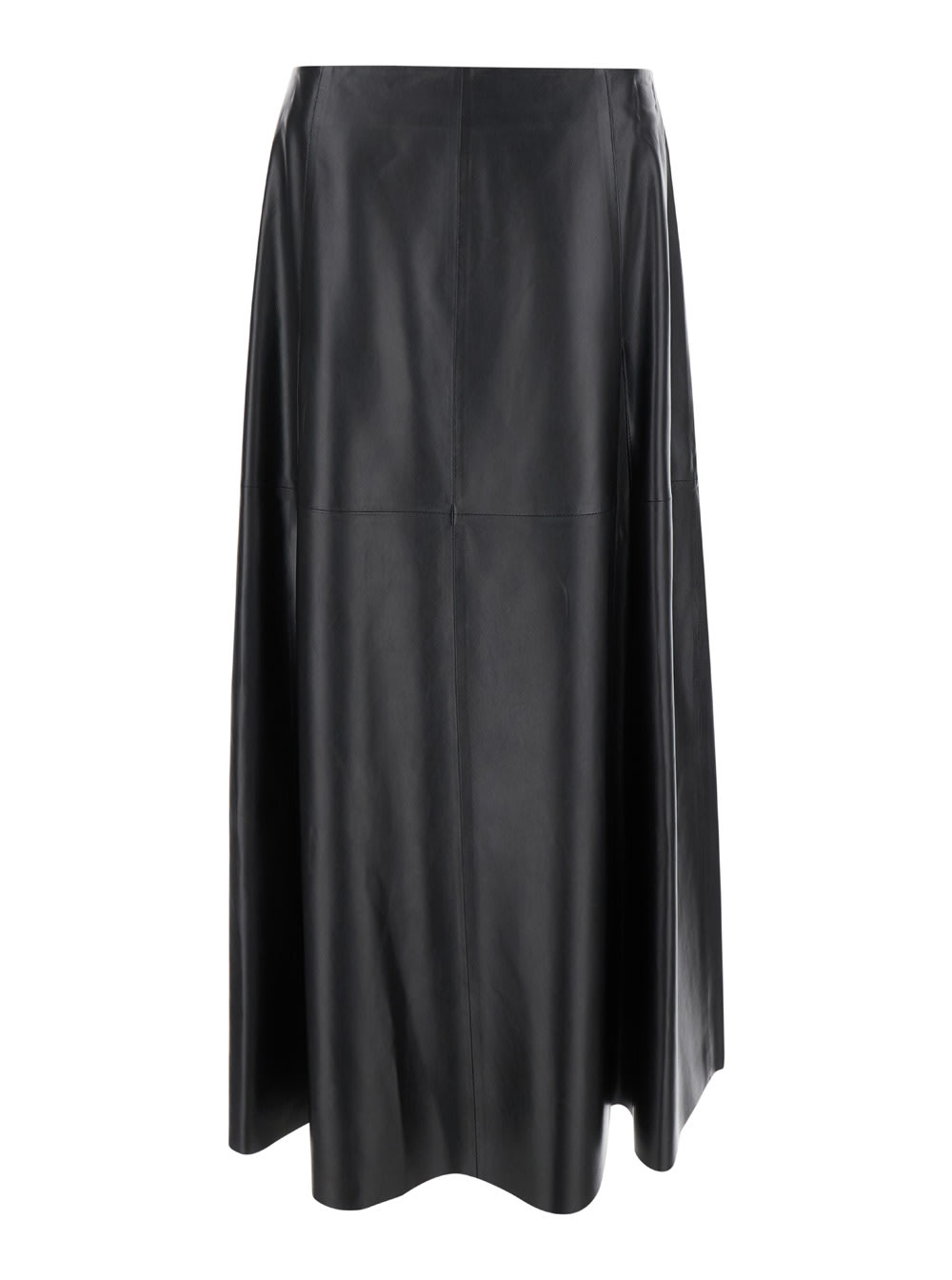 ARMA Black Relaxed Skirt With Zip Closure In Leather Woman