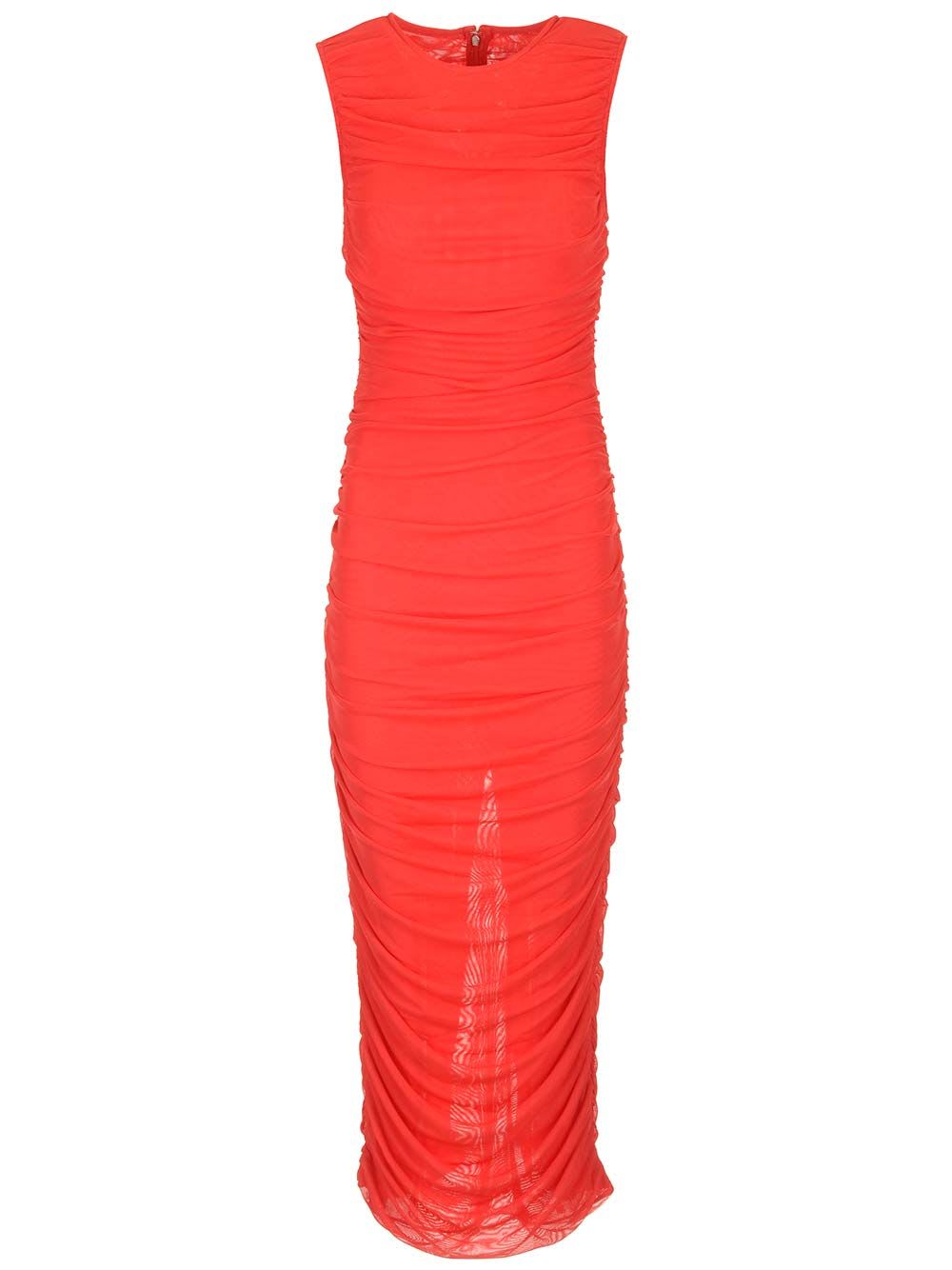 Rotate by Birger Christensen Red Midi Dress With Ruffles