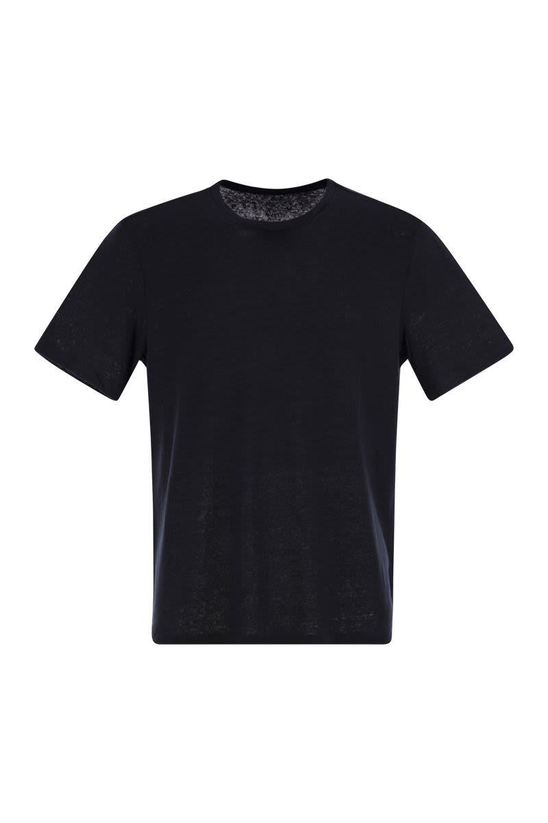 Majestic Filatures Crew-Neck And Short-Sleeved T-Shirt In Linen