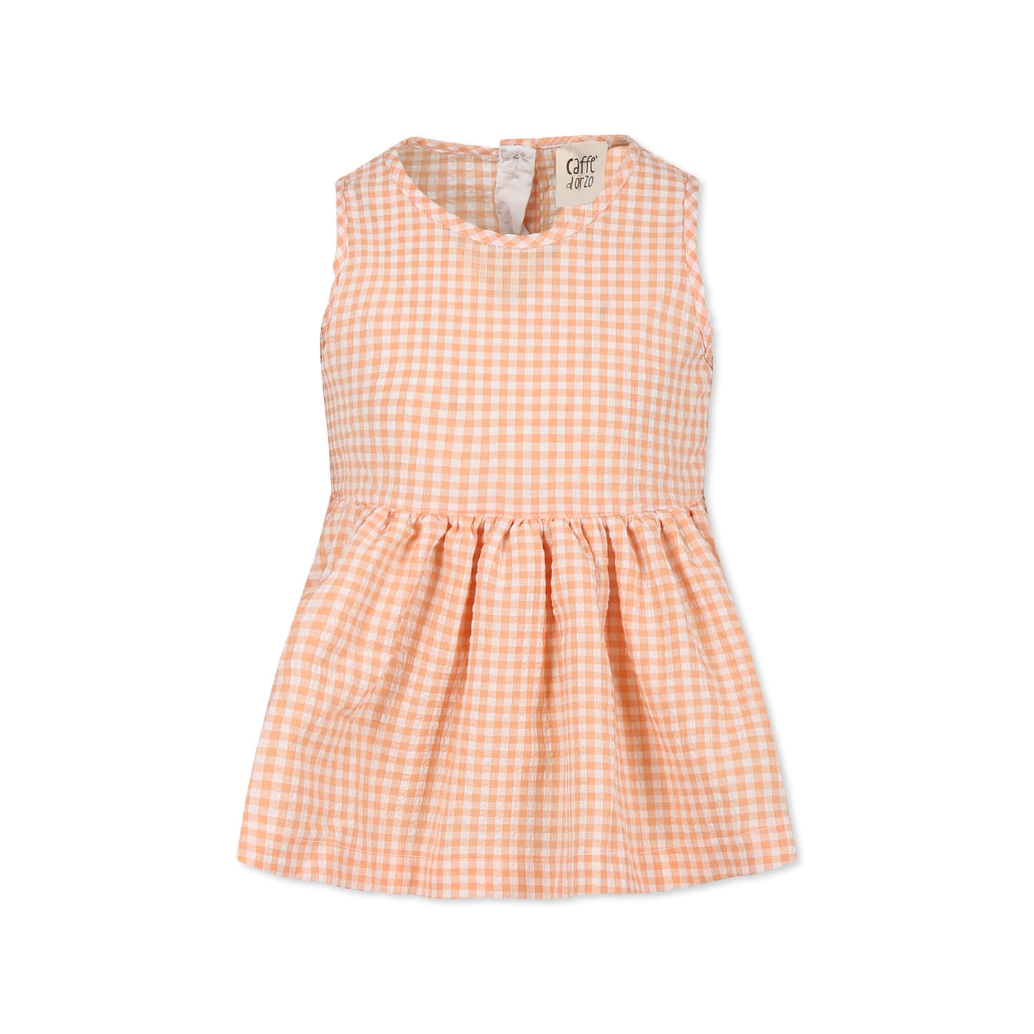 Caffe' d'Orzo Orange Dress For Girl With Vichy Print