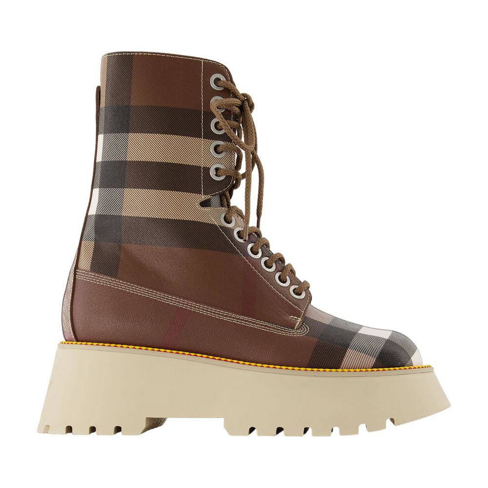 Burberry Exaggerated Check Leatherette Platform Boots