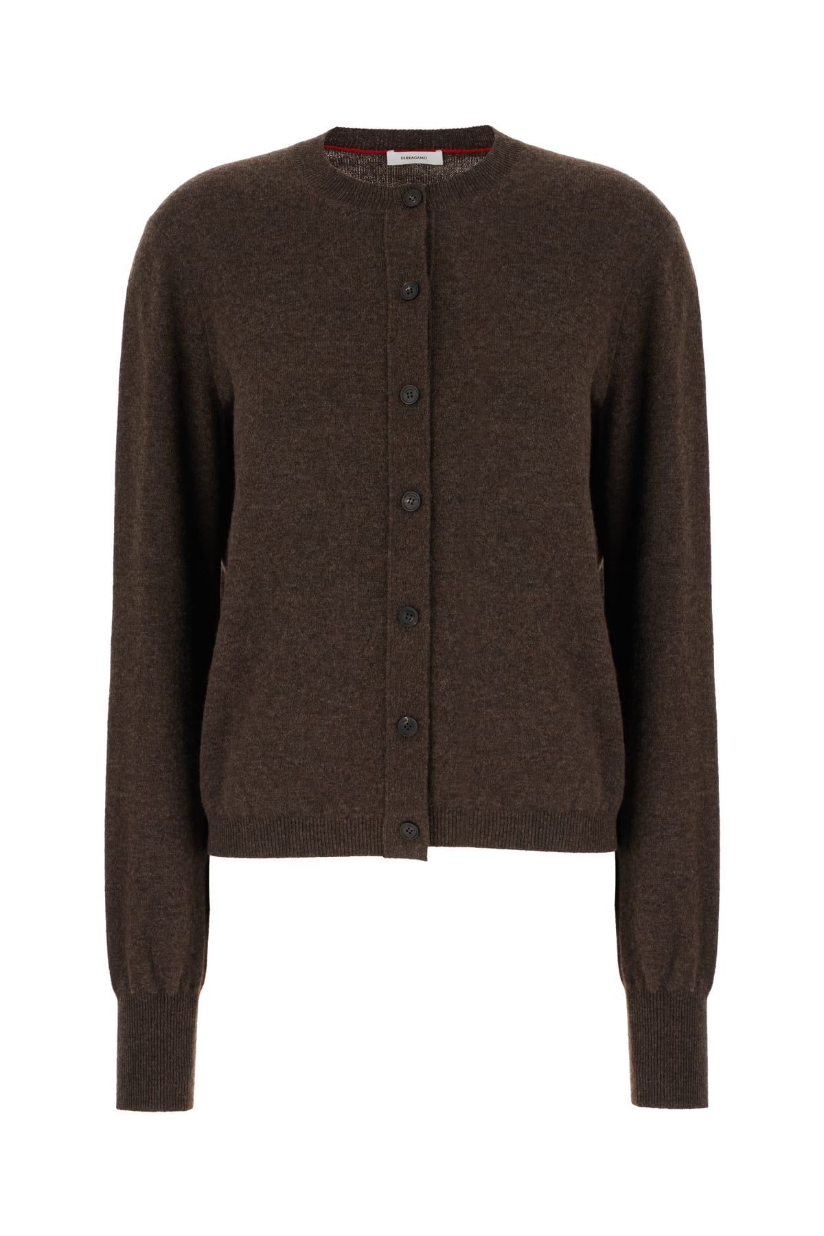 Ferragamo Chocolate Stretch Wool Blend Cardigan