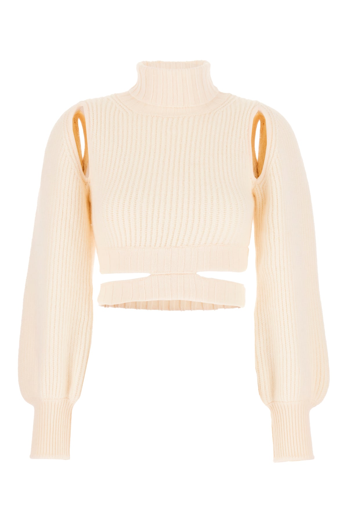 ANDREĀDAMO Ivory Stretch Wool Blend Sweater