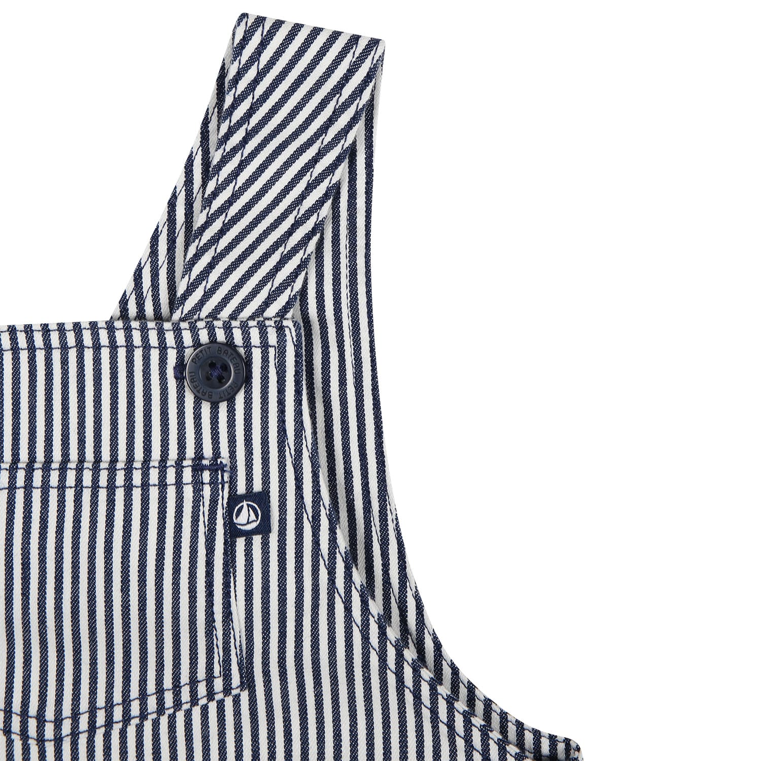 Petit Bateau Blue Dungarees For Baby Boy With Stripes