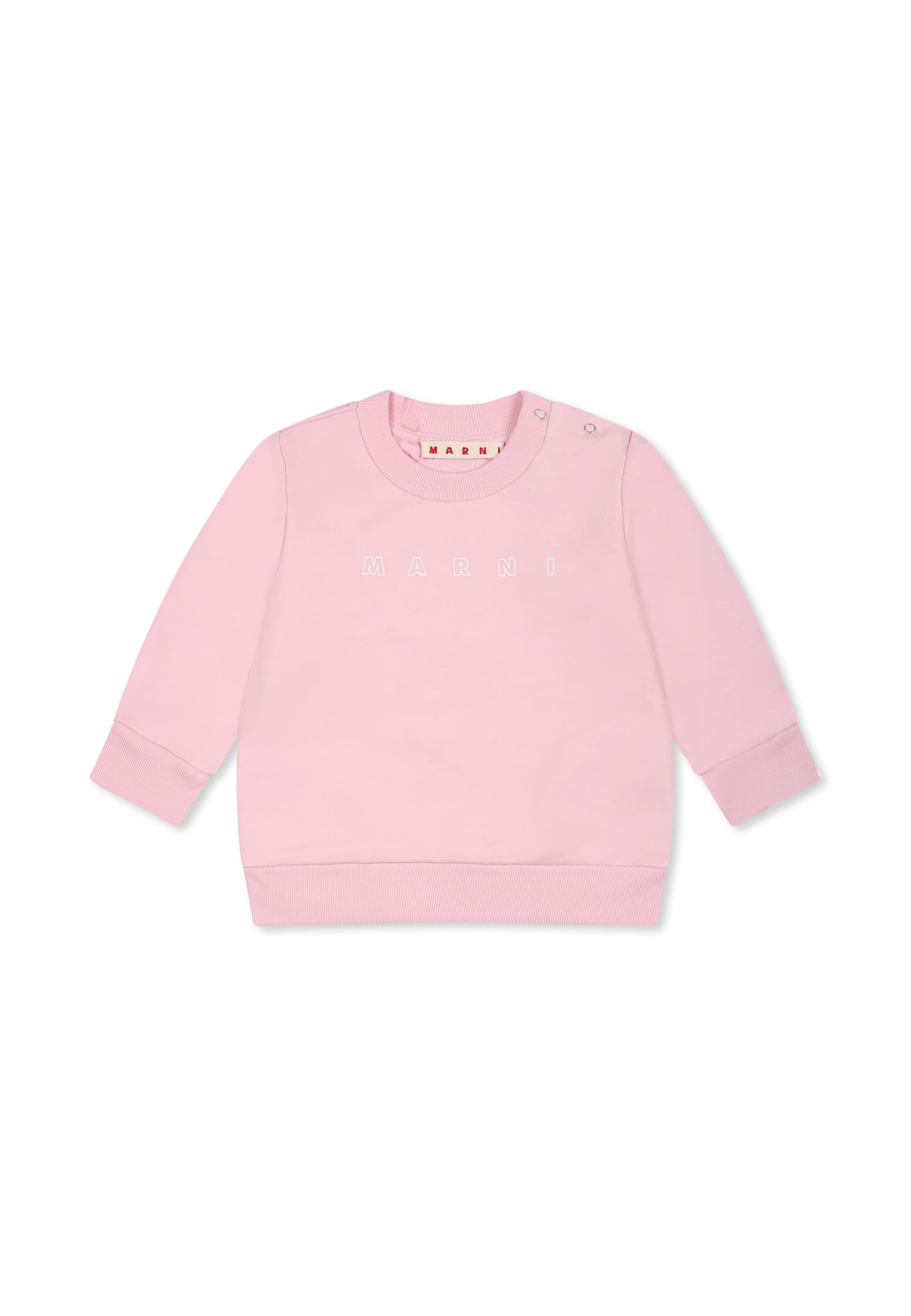 Marni Pink Sweatshirt For Baby Girl With White Logo