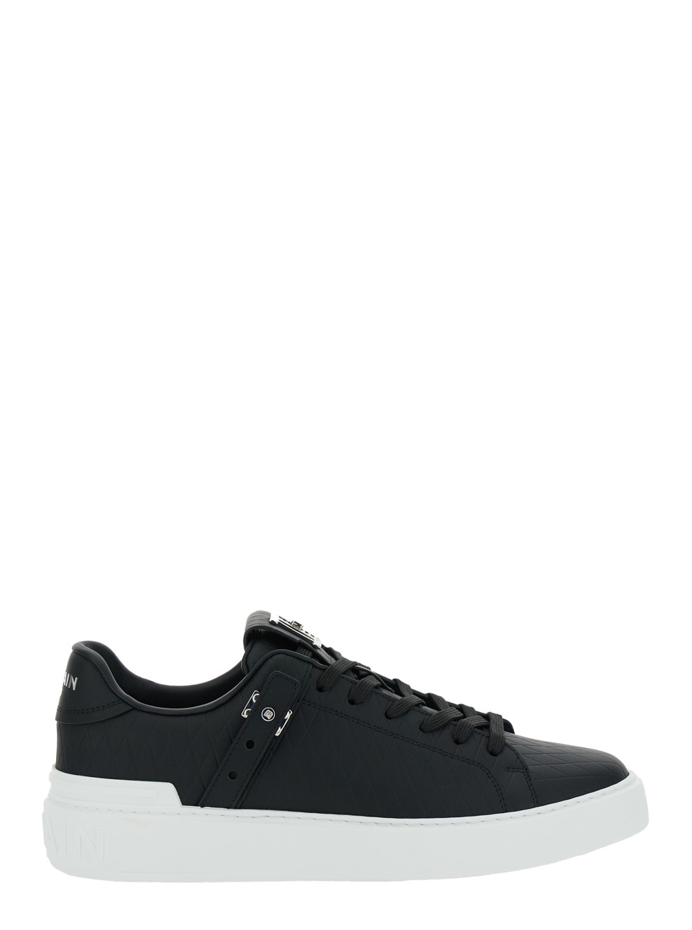 Balmain B-court B-buzz-grid Embossed Calfskin