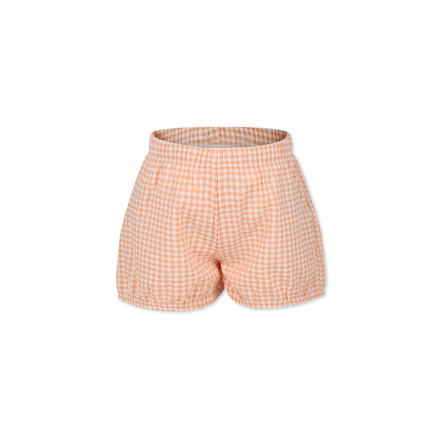Caffe' d'Orzo Orange Short For Girl With Vichy Print