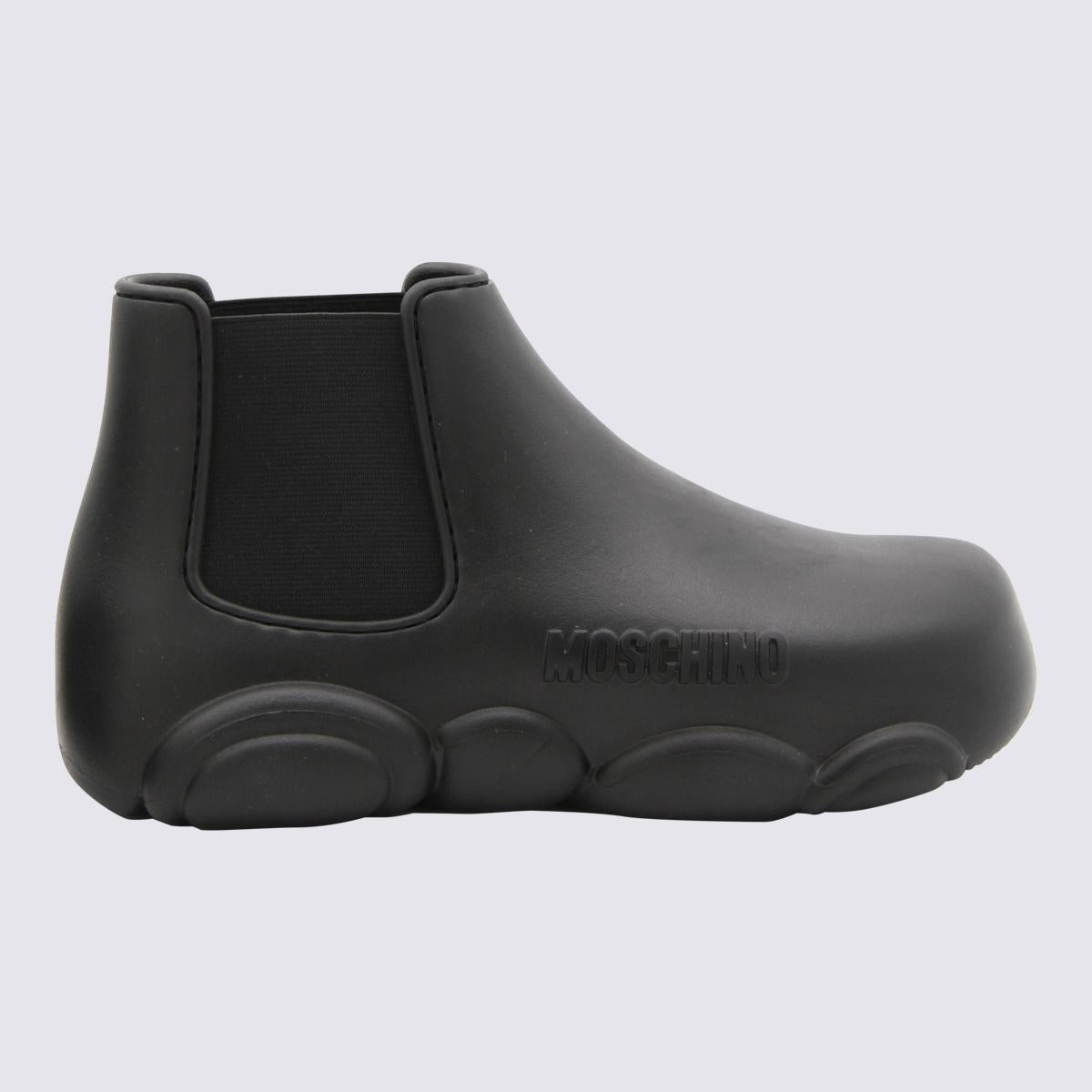 Moschino Black Rubber Gummy Boots