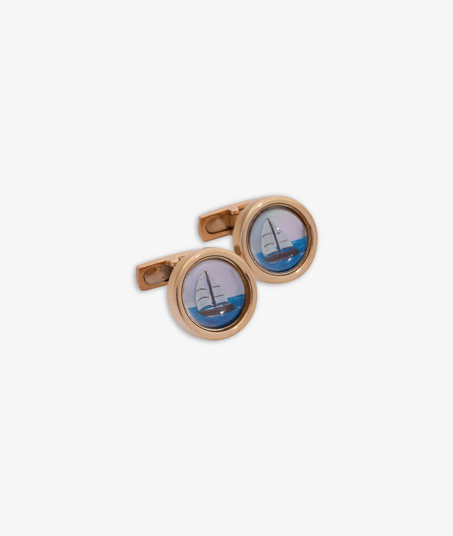 Larusmiani Cufflinks With Sailing Boat Cufflinks