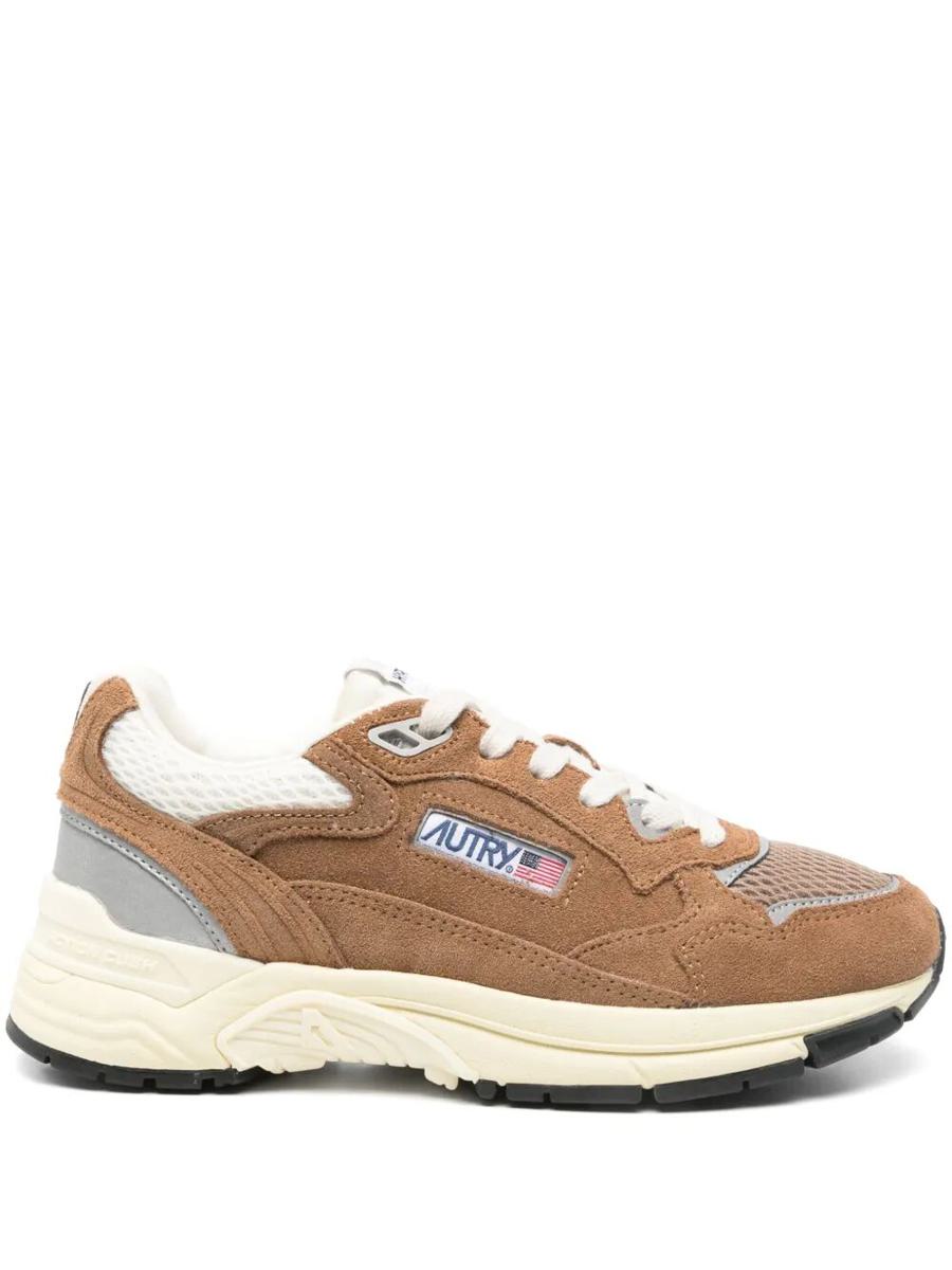Autry Hyperway Sneakers In Cigar And Silver Mesh And Suede Shoes