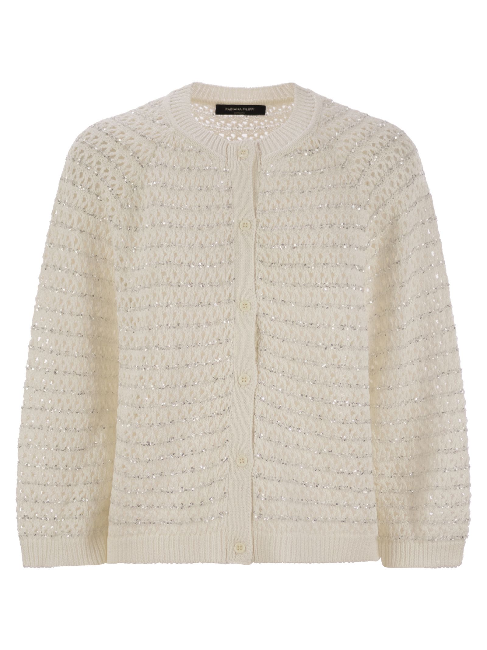 Fabiana Filippi Cotton Open Cape With Sequins