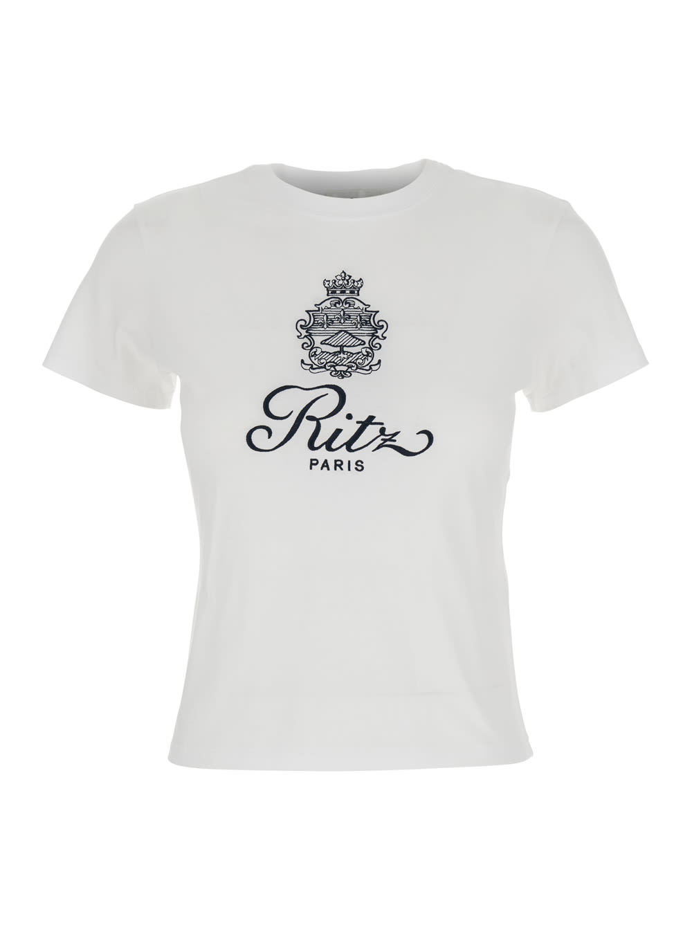 Frame White T-shirt With Ritz Paris Logo On The Front In Cotton Woman