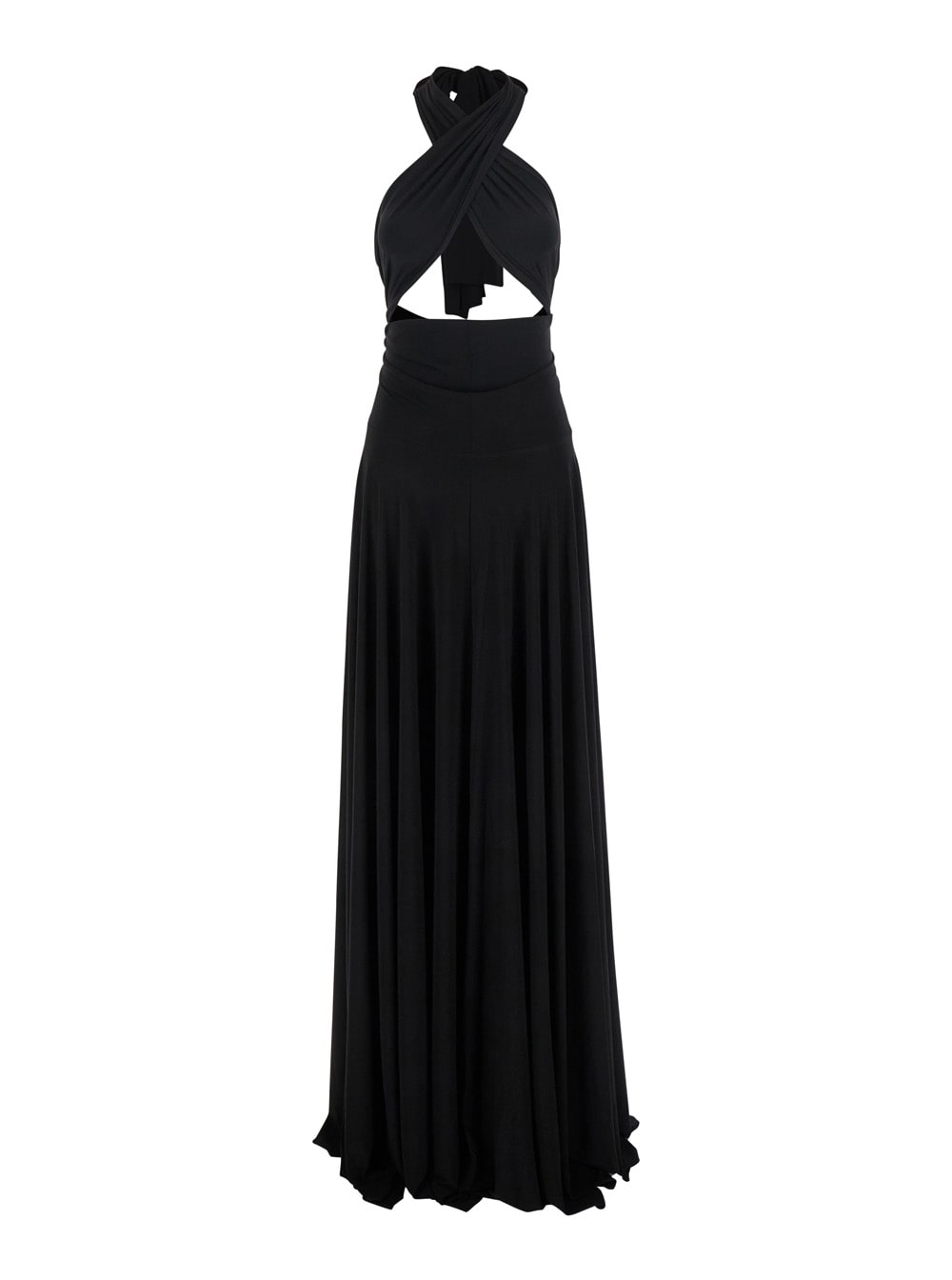 Norma Kamali Black Long Dress With Convertible Design And Cut-out Detail On The Back In Tech Fabric Woman
