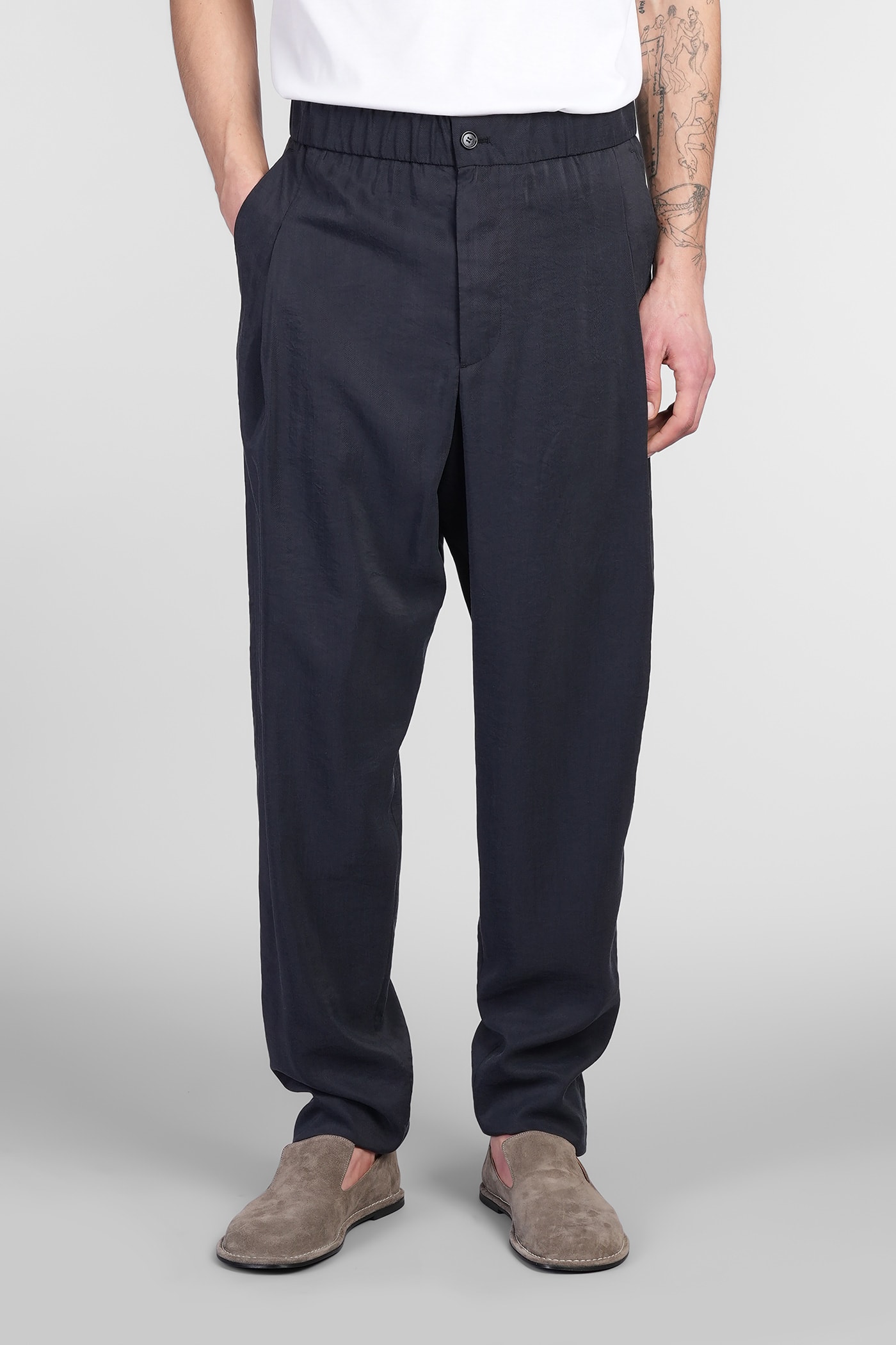 Giorgio Armani Pants In Blue Silk