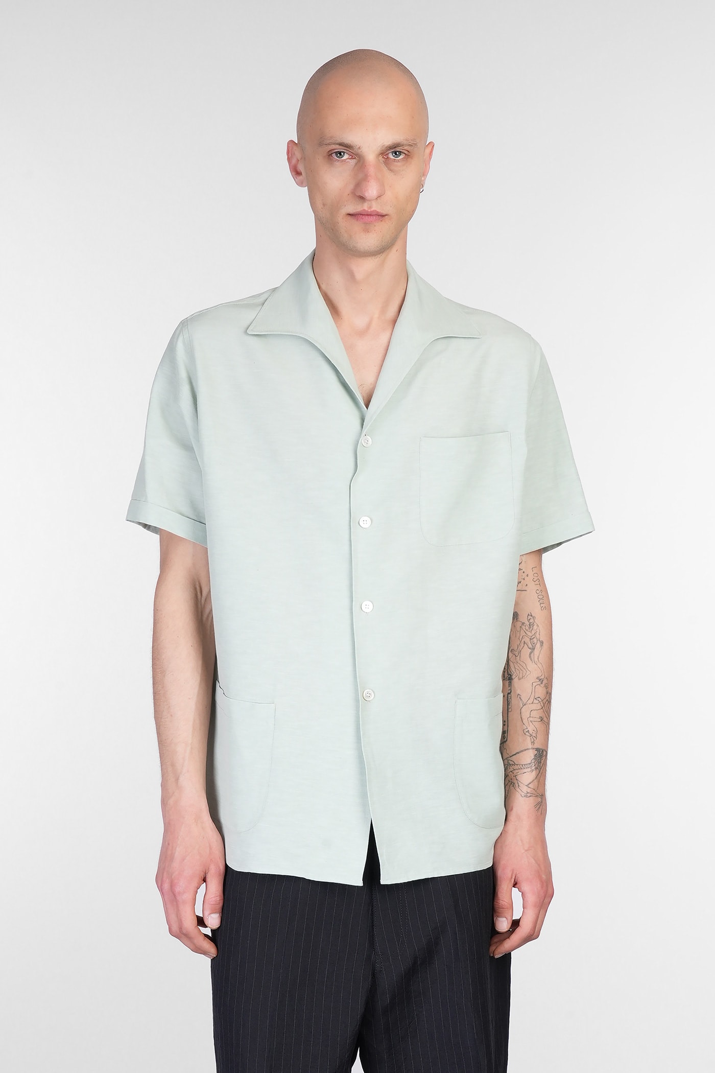Maison Margiela Shirt In Green Linen