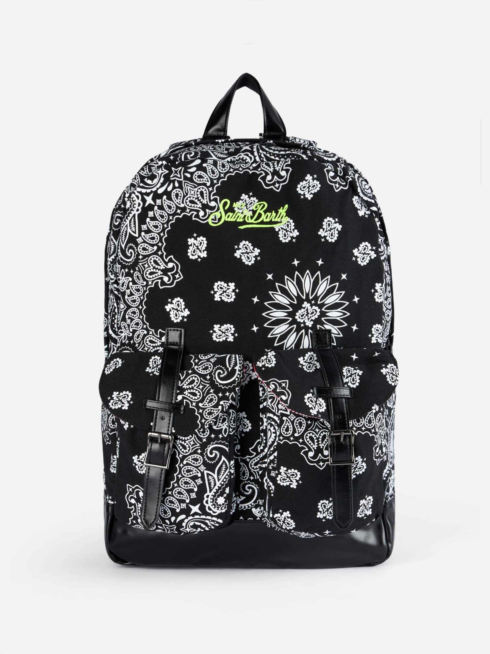 MC2 Saint Barth Canvas Backpack Cody With Black Bandanna Print