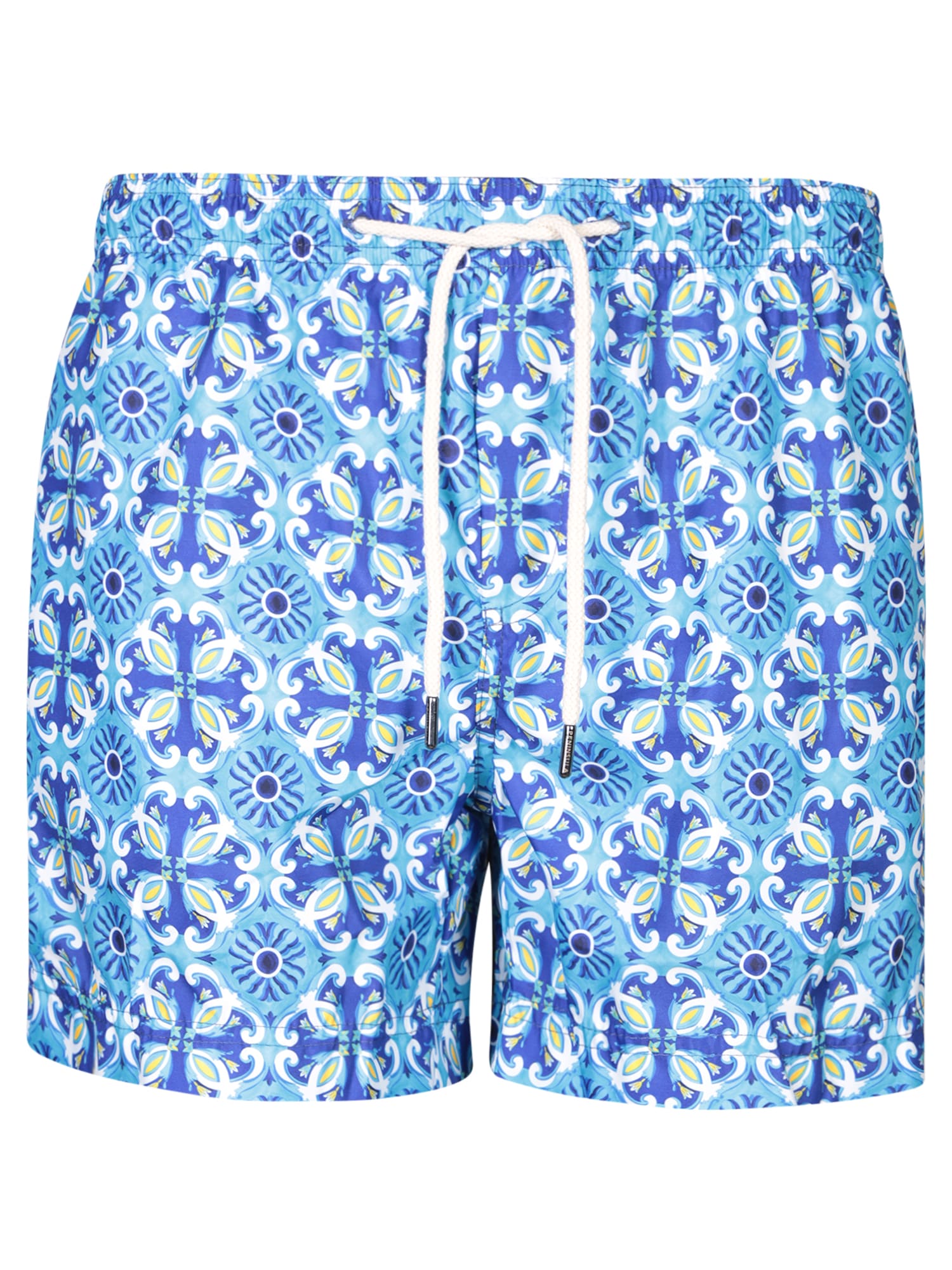 Peninsula Swimwear Patterned Swim Shorts In Blue/yellow