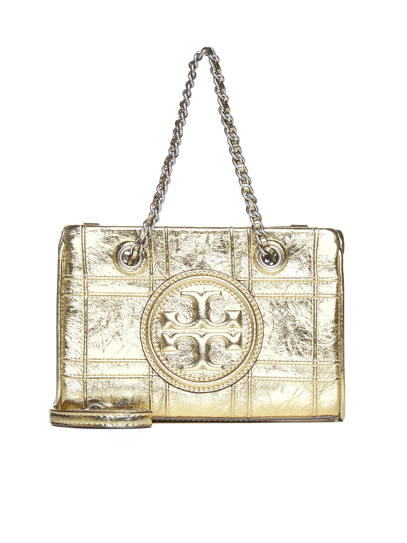 Tory Burch Fleming Soft Metallic Quilt Mini Chain Tote