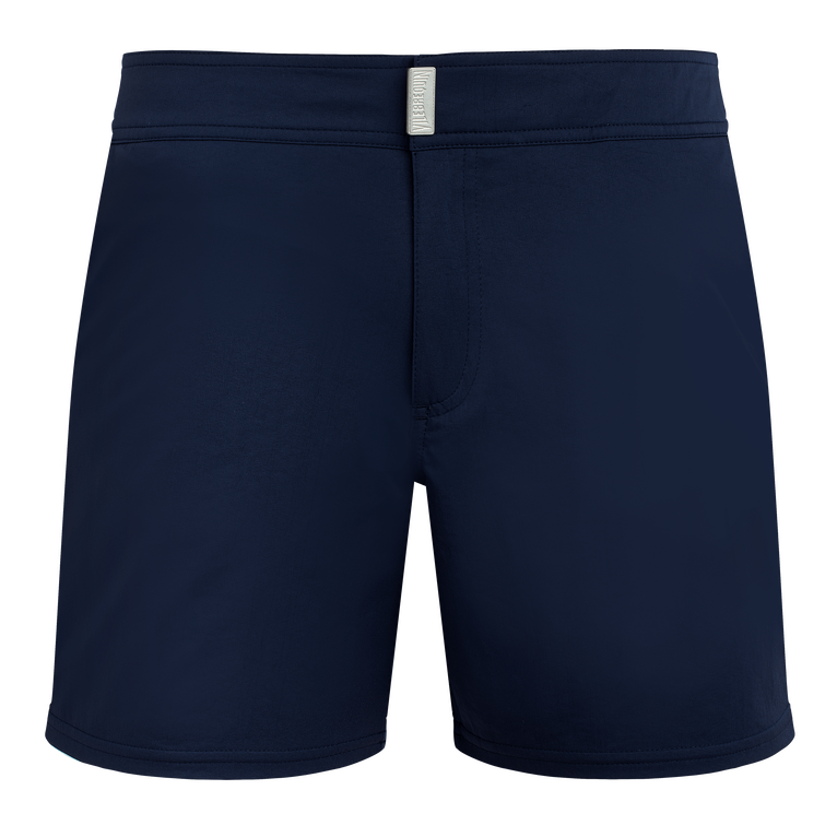 Vilebrequin Men Stretch Swim Shorts Flat Belt Solid - Merise - Blue - Size S
