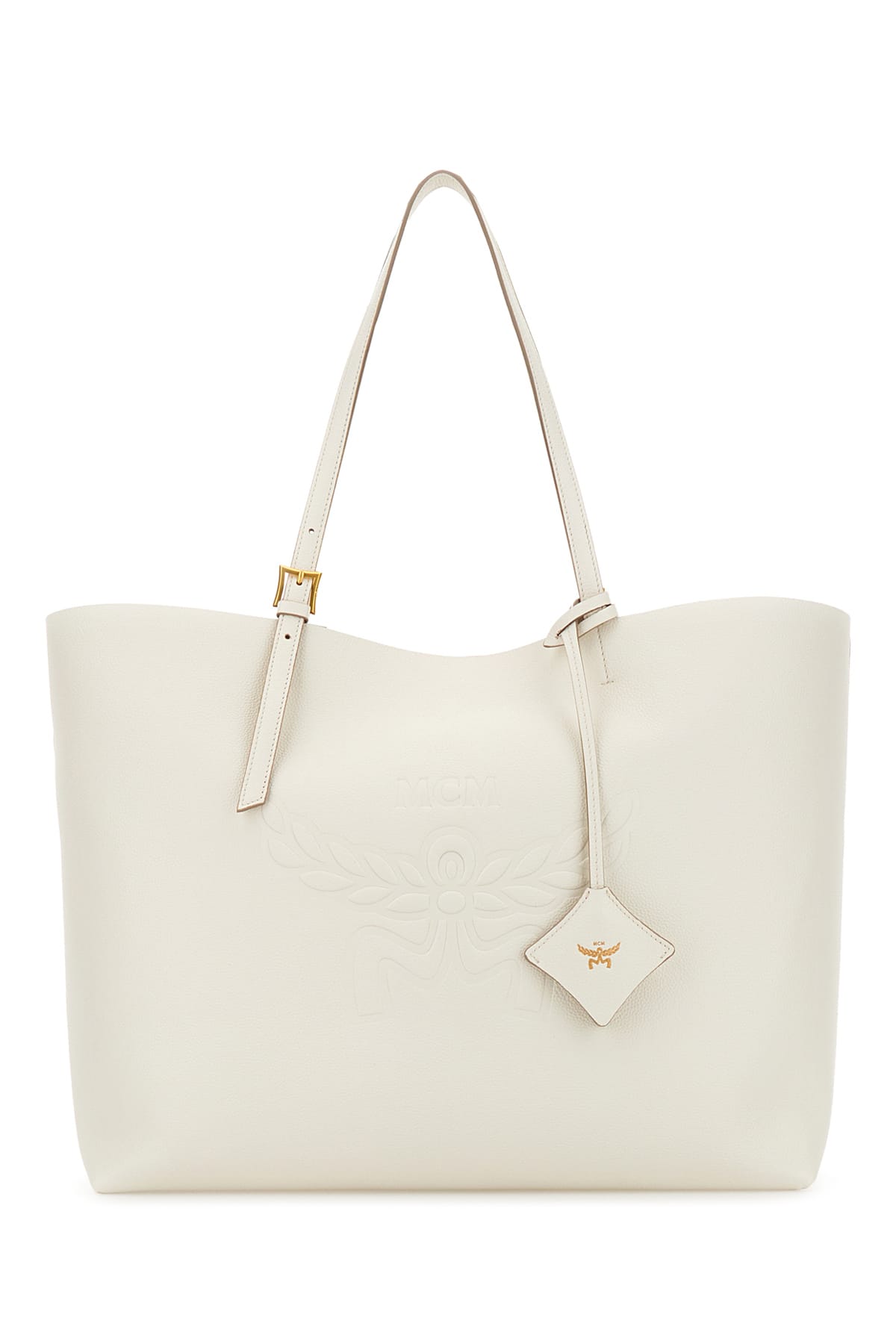 MCM White Leather Large Himmel Shopping Bag