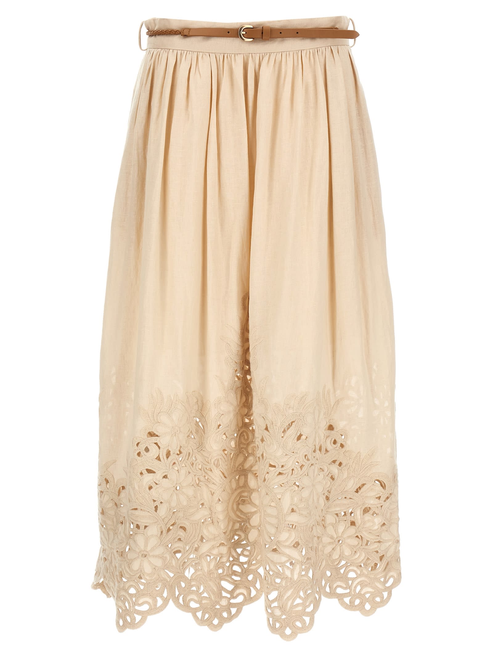 Zimmermann Wylie Embroidered Midi Skirt