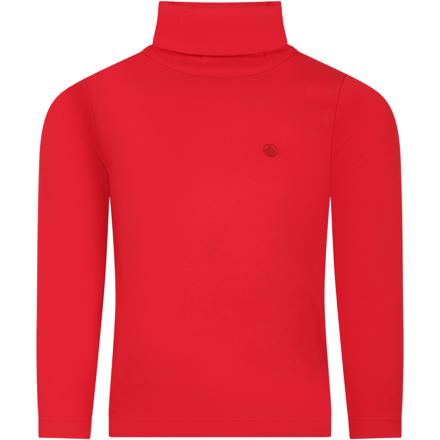 Petit Bateau Red Turtleneck For Kids With Logo