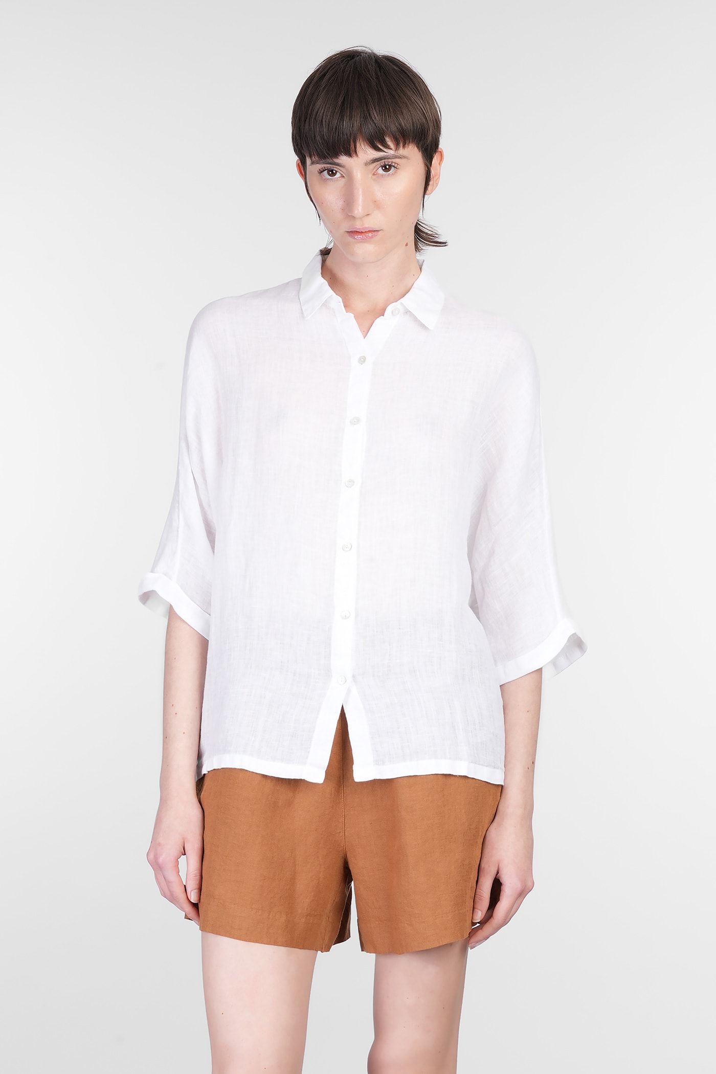 120% Lino Shirt In White Linen