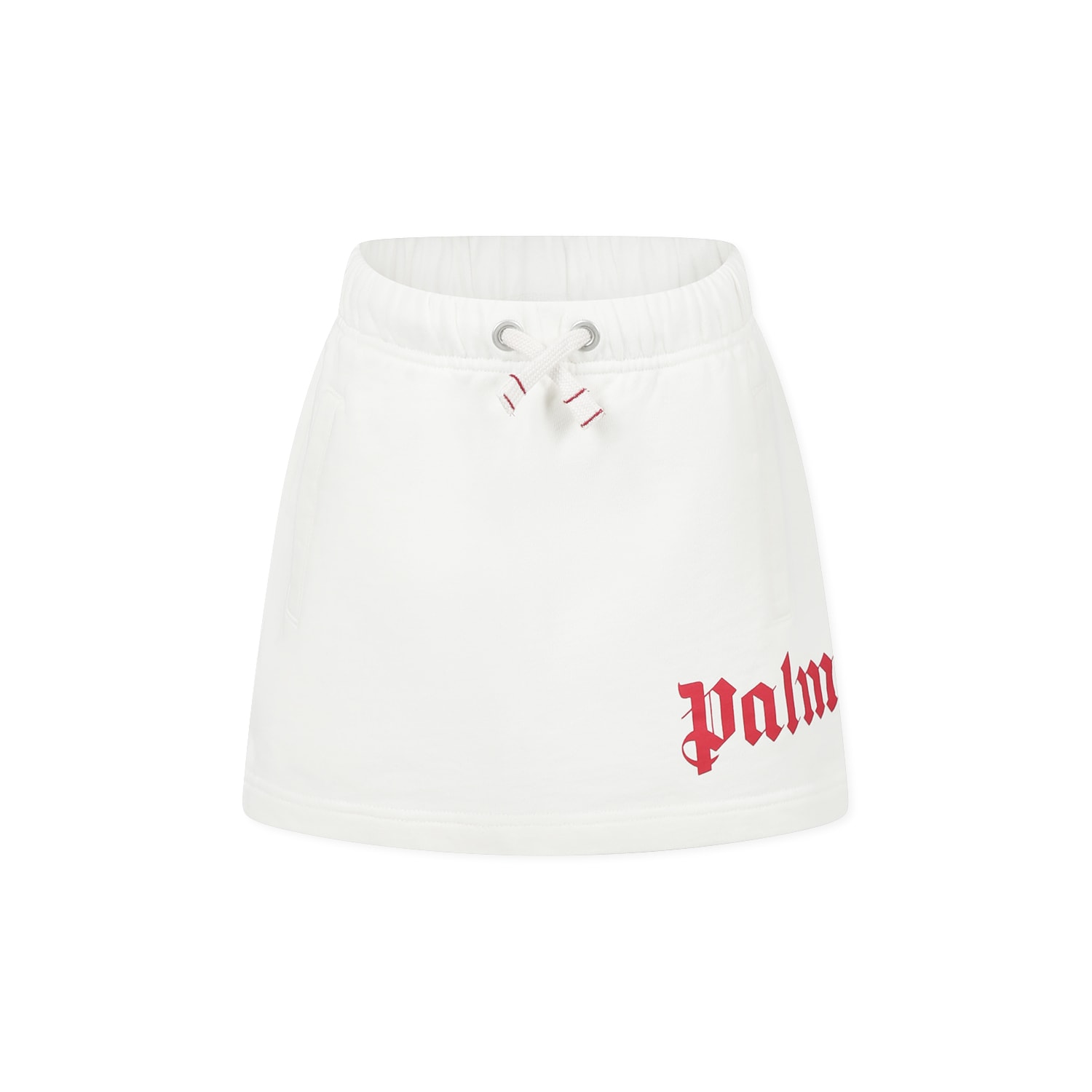 Palm Angels Ivory Skirt For Girl With Logo
