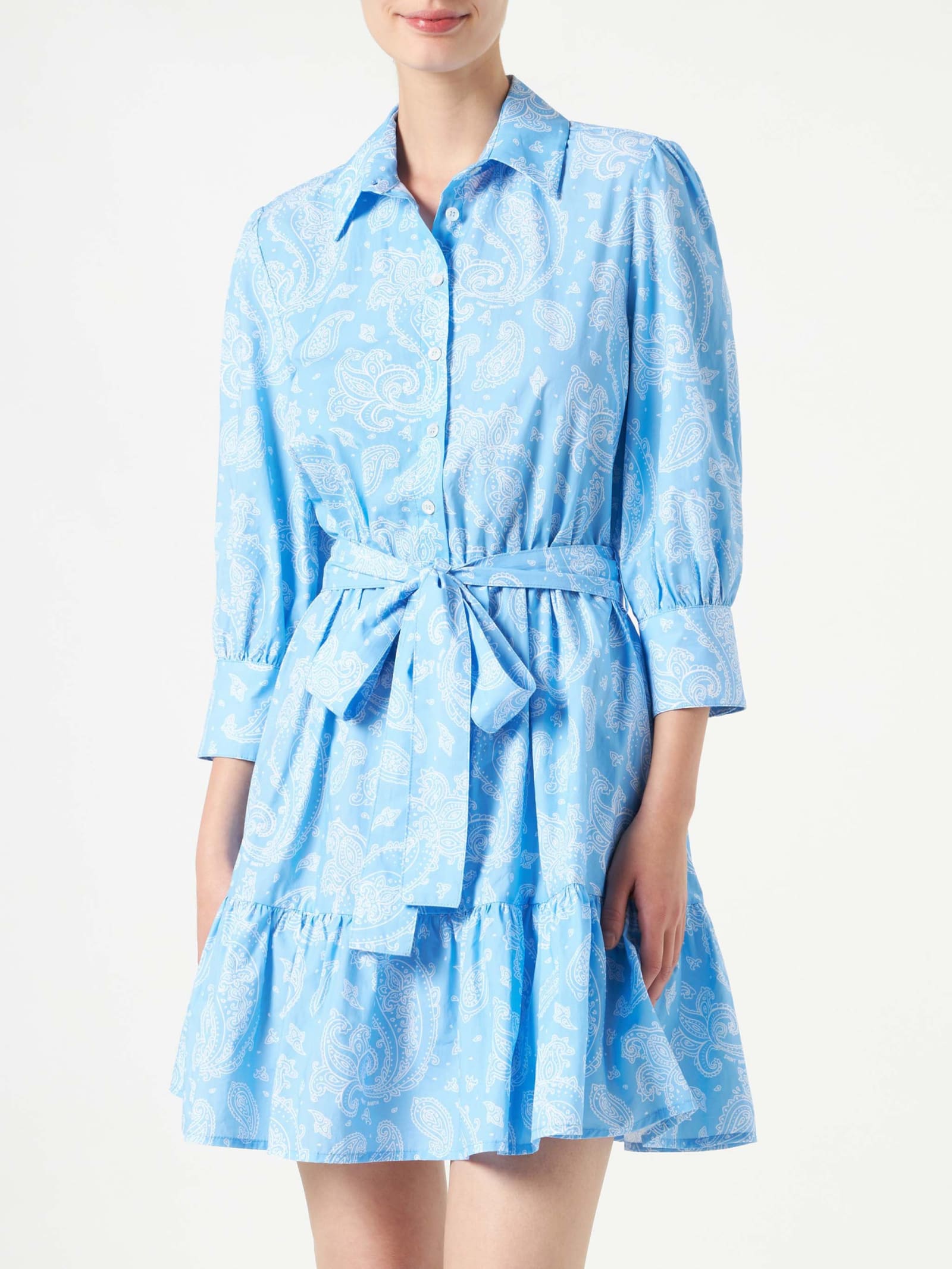 MC2 Saint Barth Paisley Print Cotton Short Dress Daisi