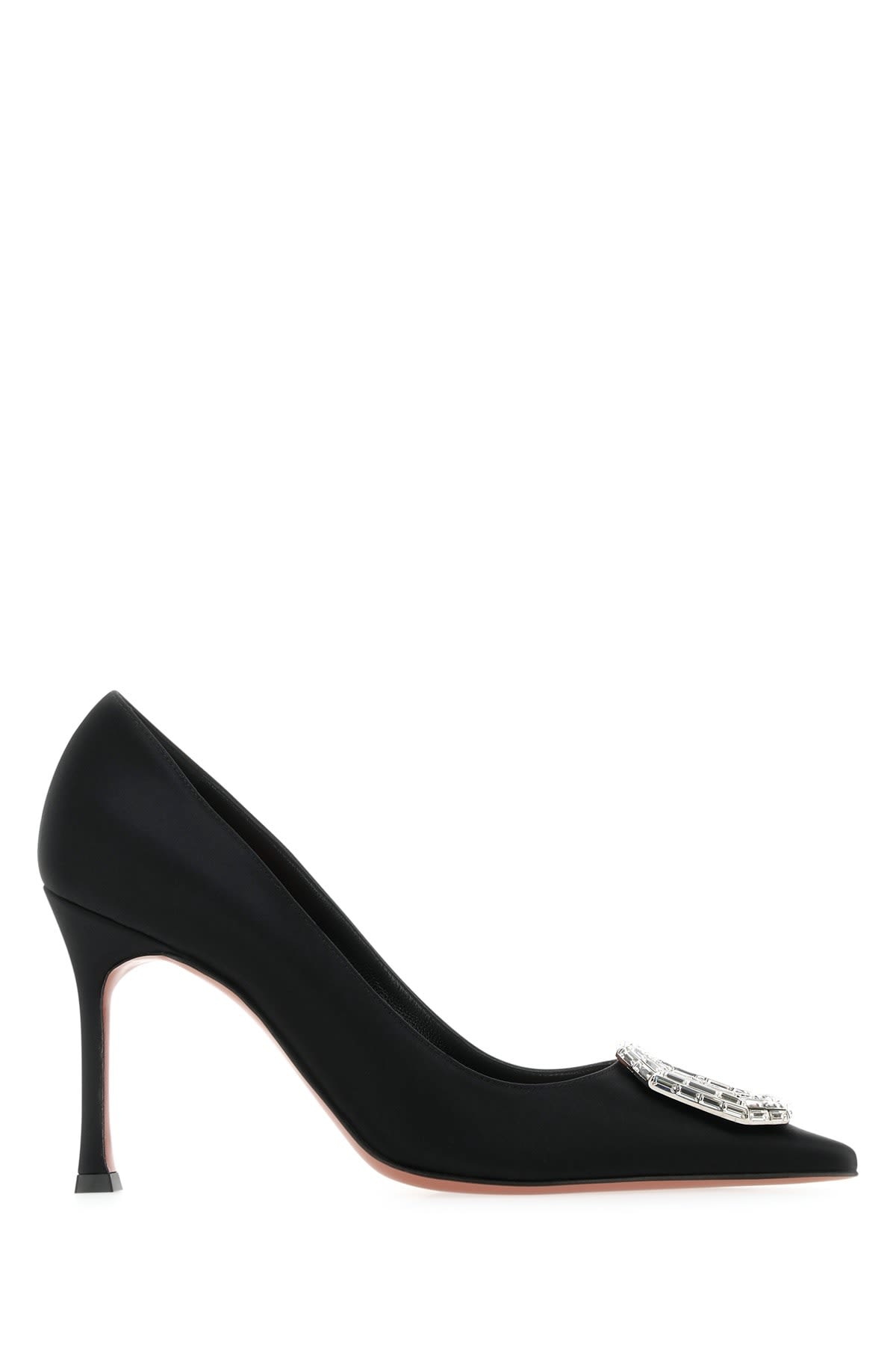 Amina Muaddi Camelia Pump 90 Satin Black White